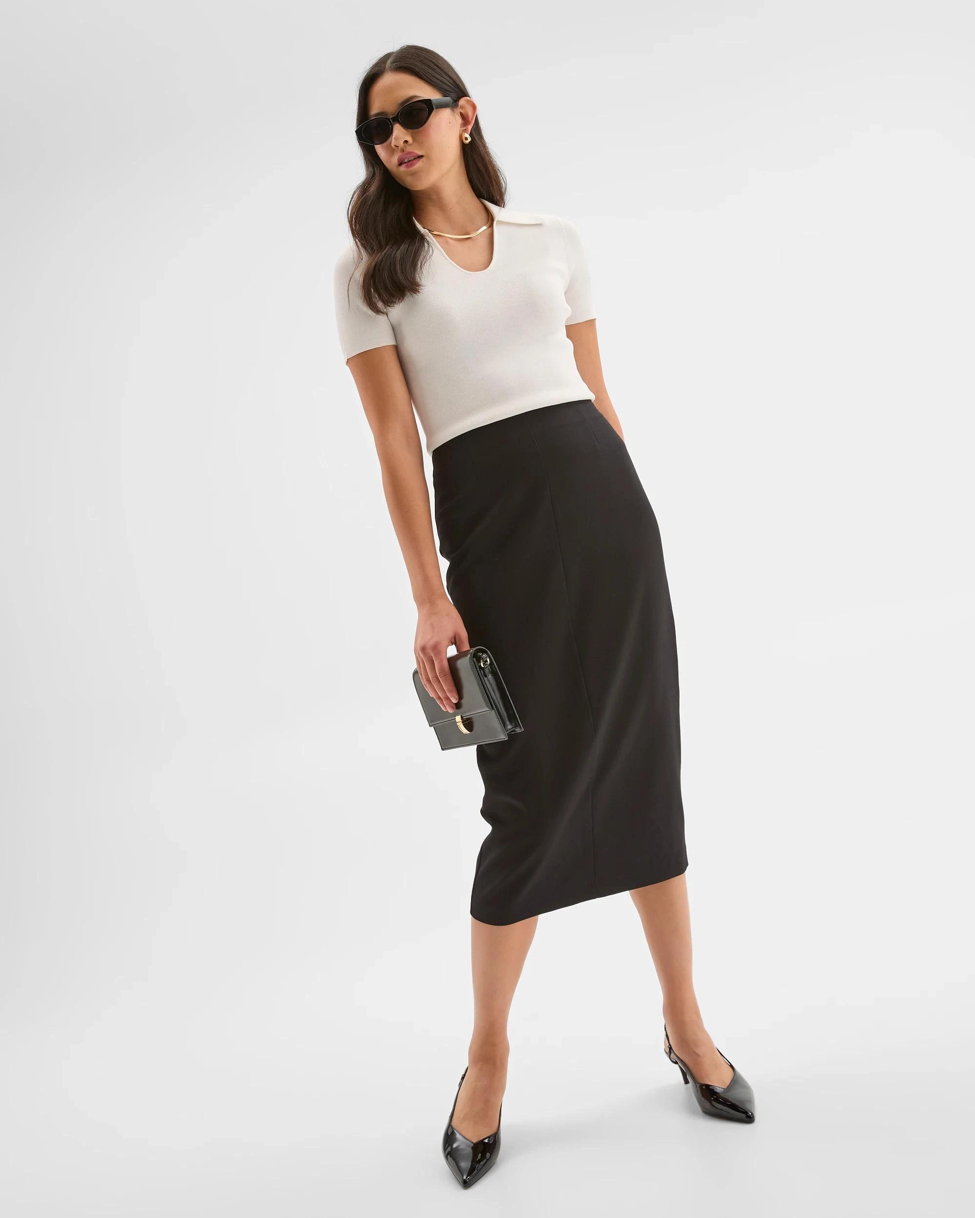2 Preview Tailored Pencil Skirt BLACK, 2 of 7