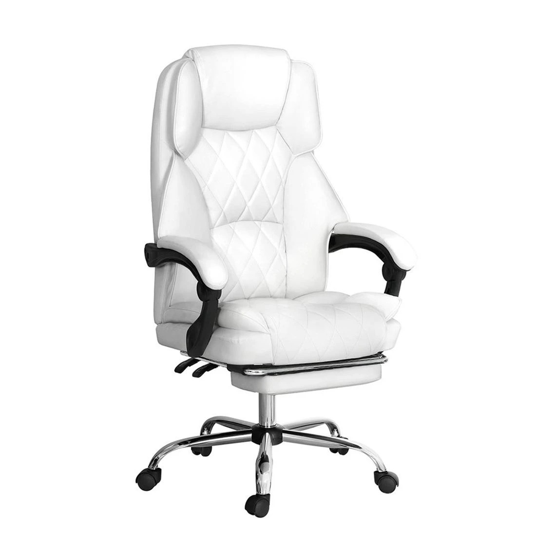 1 Artiss Executive Office Chair Leather Footrest - White, 1 of 5
