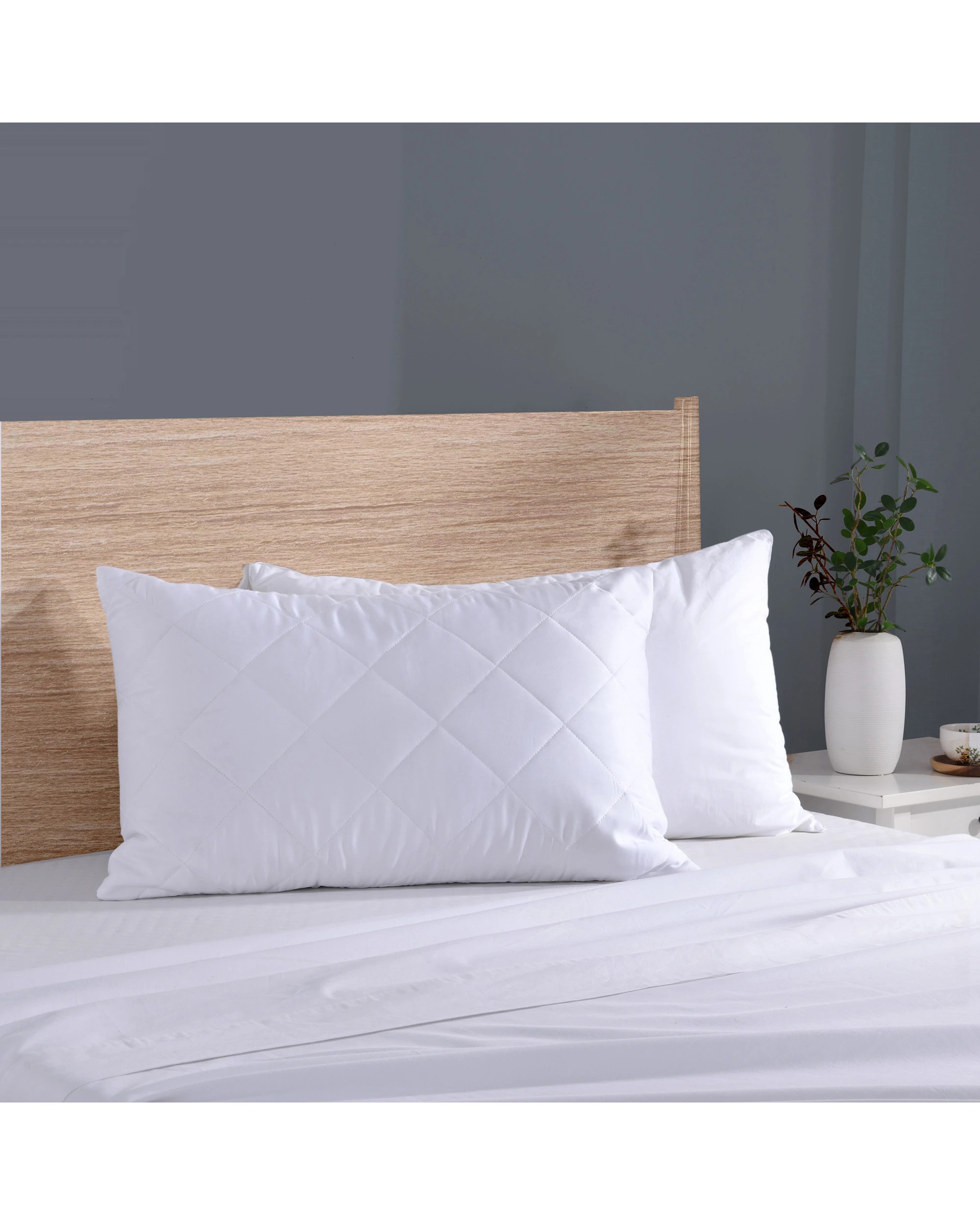 1 Dreamaker Tencel Quilted Pillow Protector Standard - White, 1 of 5