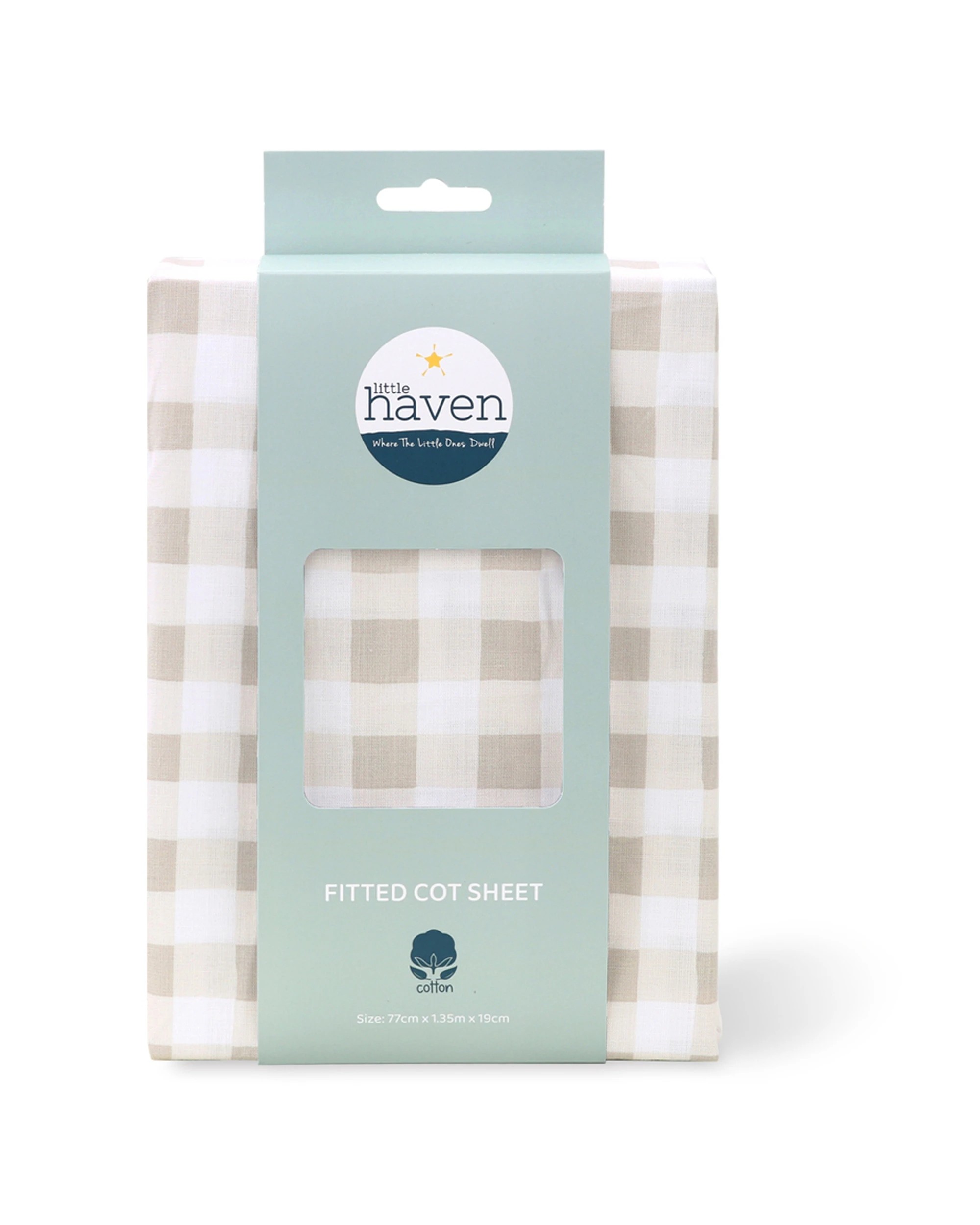 1 Little Haven Cot Fitted Baby Sheet 100 Percent Cotton For Australian Cots - Beige, 1 of 3