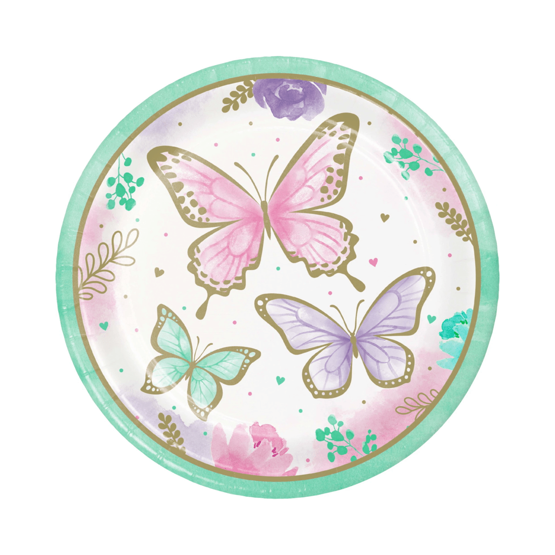 1 Creative Converting Butterfly Shimmer Large Paper Plates Pack of 8, 1 of 1