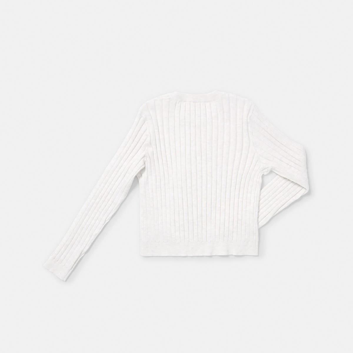 8 Long Sleeve Rib Knit Top Crm Marle, 8 of 8
