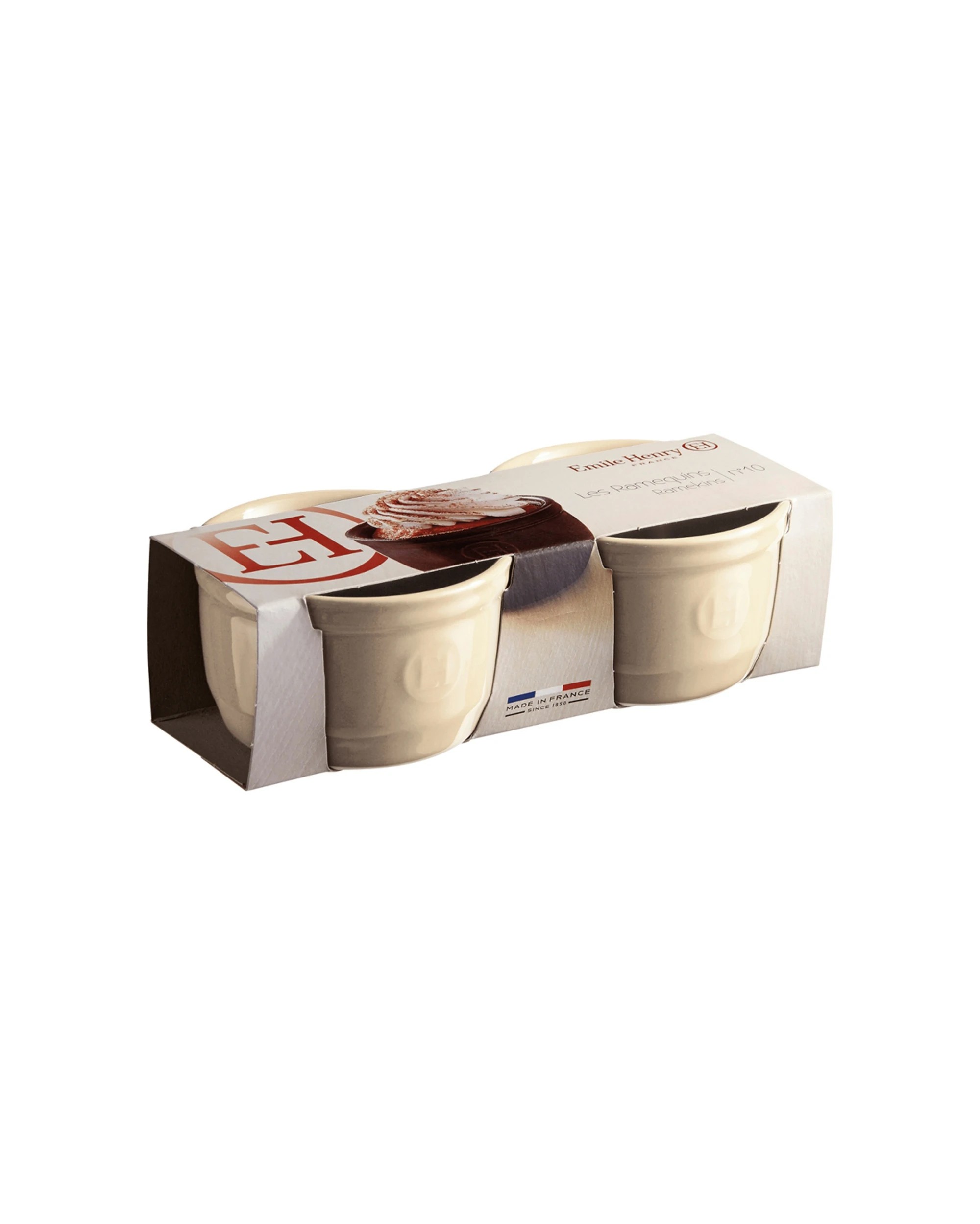 1 Emile Henry 2pc Ceramic Ramekin Set Oven Dessert Dish 10cm - White, 1 of 2