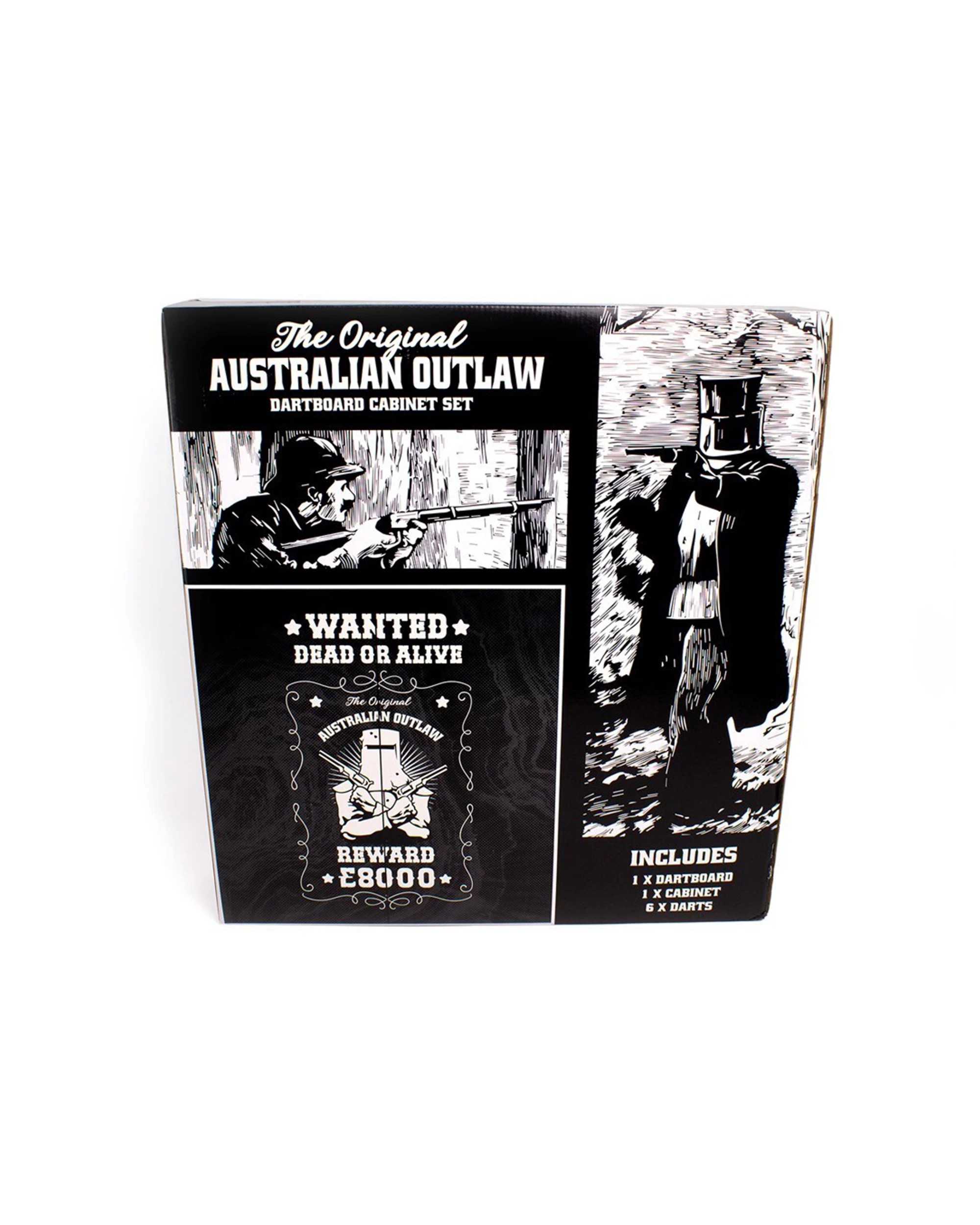 3 Formula Sports Australian Outlaw Dartboard & Cabinet Set With Brass Darts - Brown, 3 of 3
