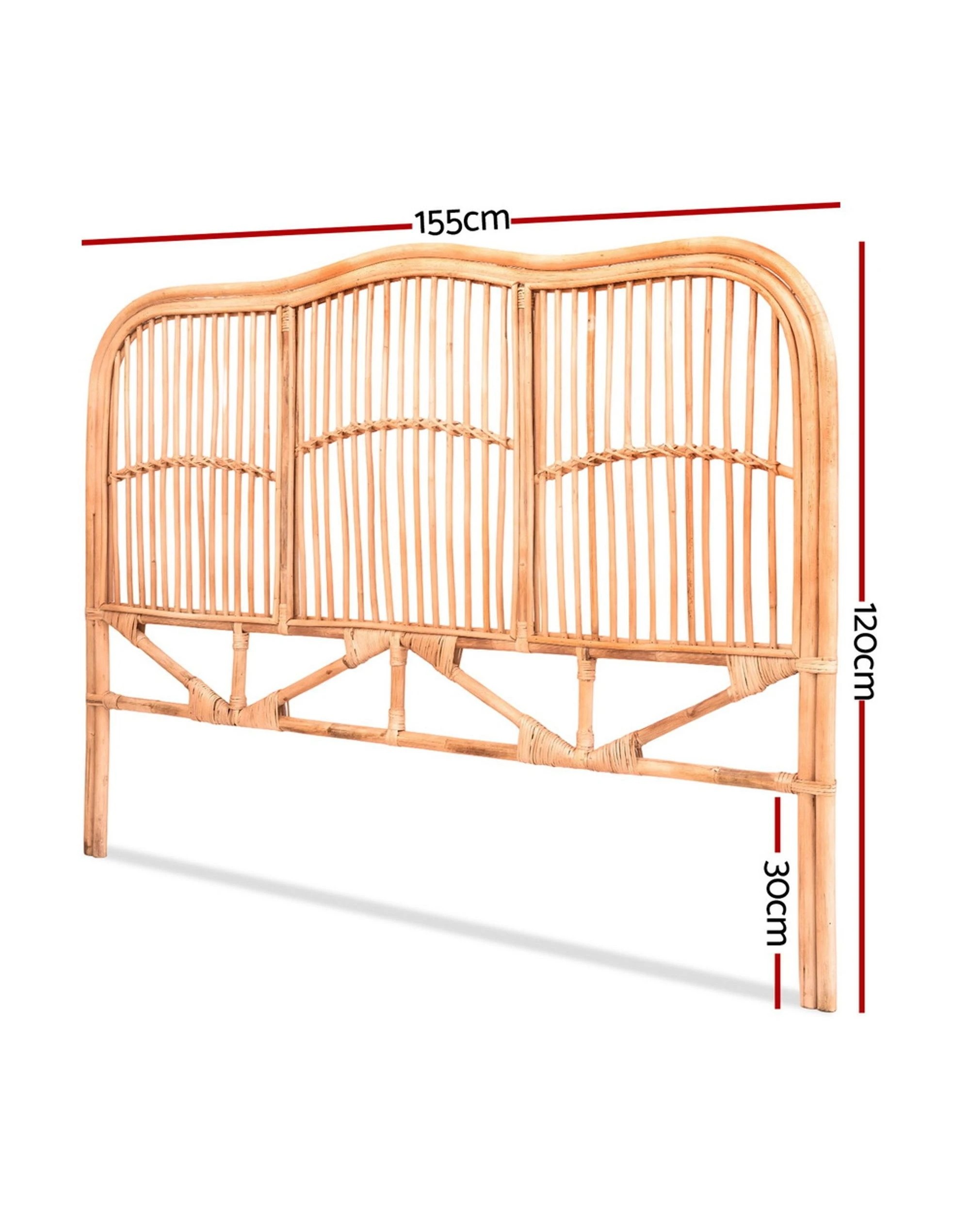 2 Artiss Bed Headboard Queen Bedhead Rattan - NERO - Natural, 2 of 7