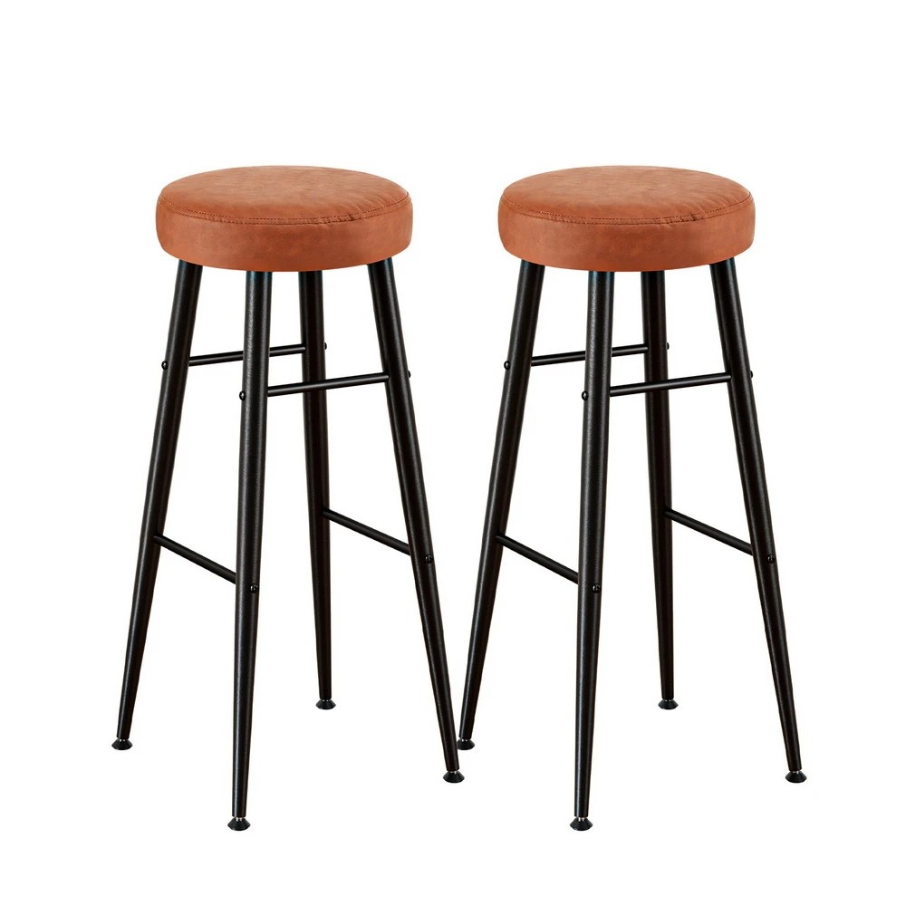 1 Artiss 2x Bar Stools Kitchen Dining Chairs Counter Round PU Leather Lane - Multi, 1 of 6
