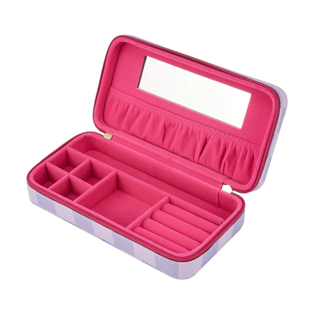 4 Lilac Check Jewellery Case, 4 of 6