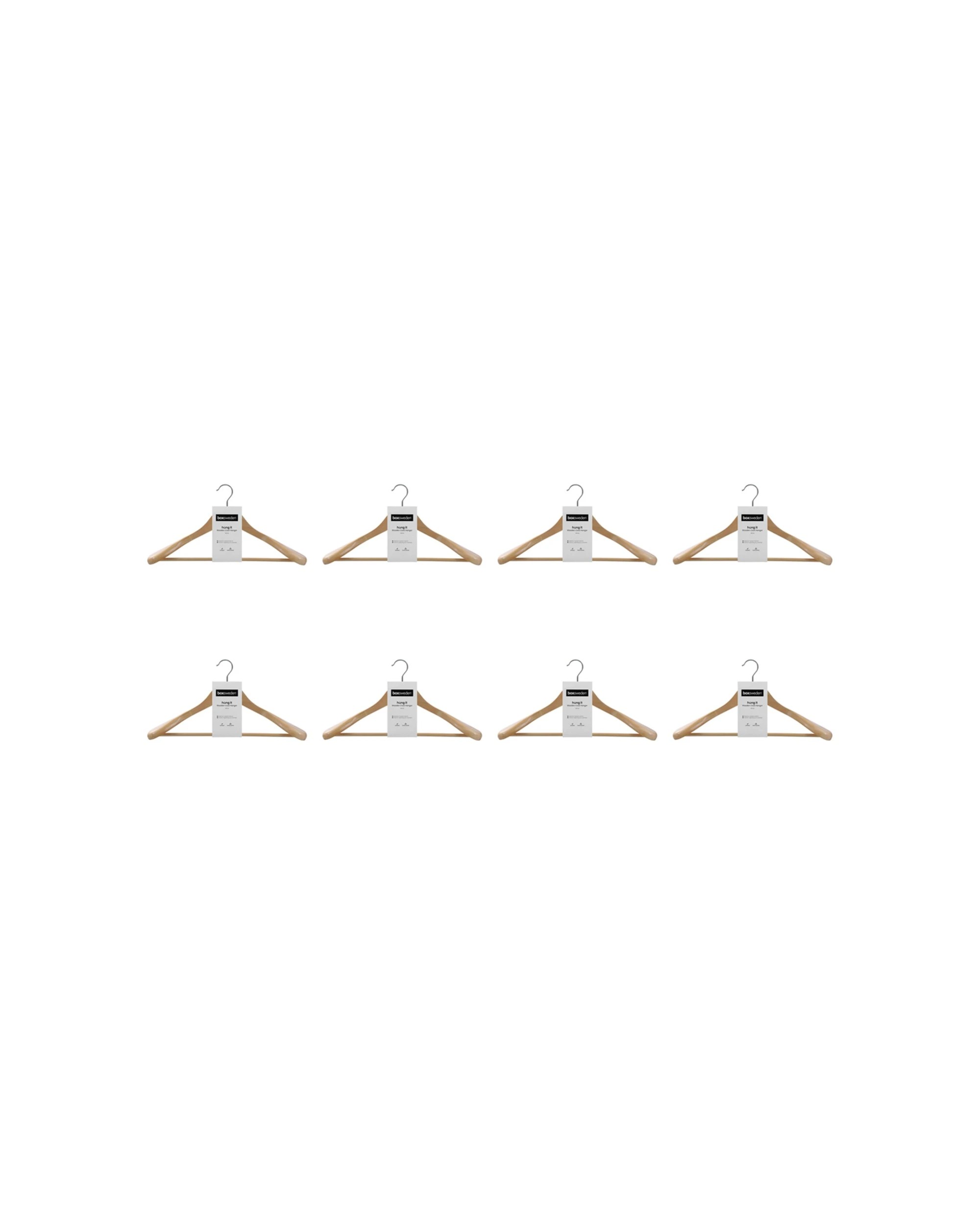 1 Boxsweden 8PK Hangit Wooden Coat Hanger 45cm - Natural, 1 of 4