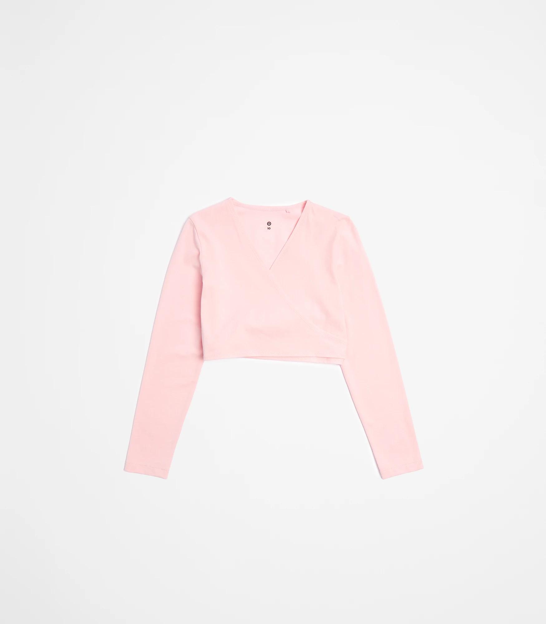 1 Target School Dance Long Sleeve Crossover Top PINK, 1 of 3