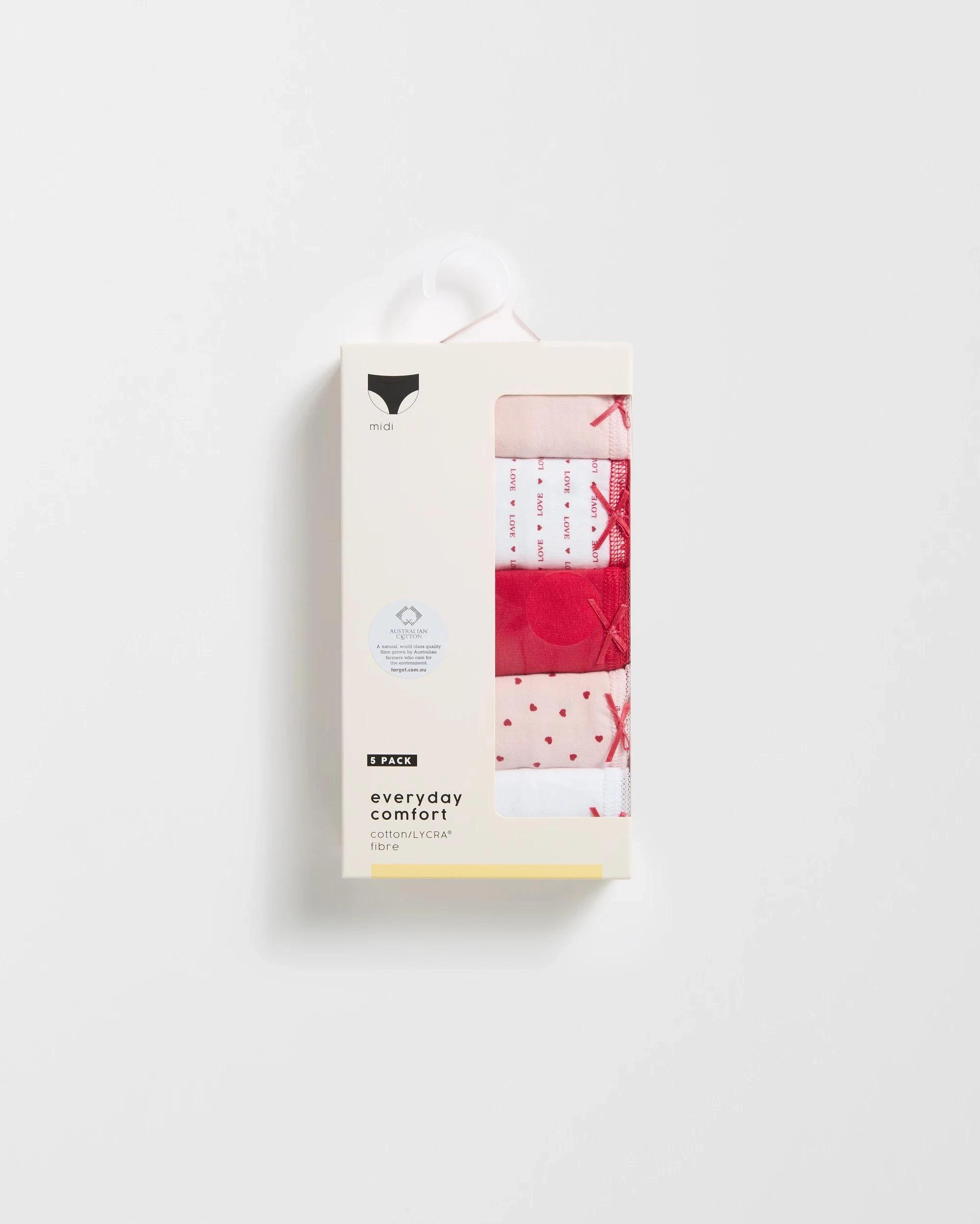 5 Target Womens Australian Cotton Midi Briefs 5 Pack LOVE HEART, 5 of 5