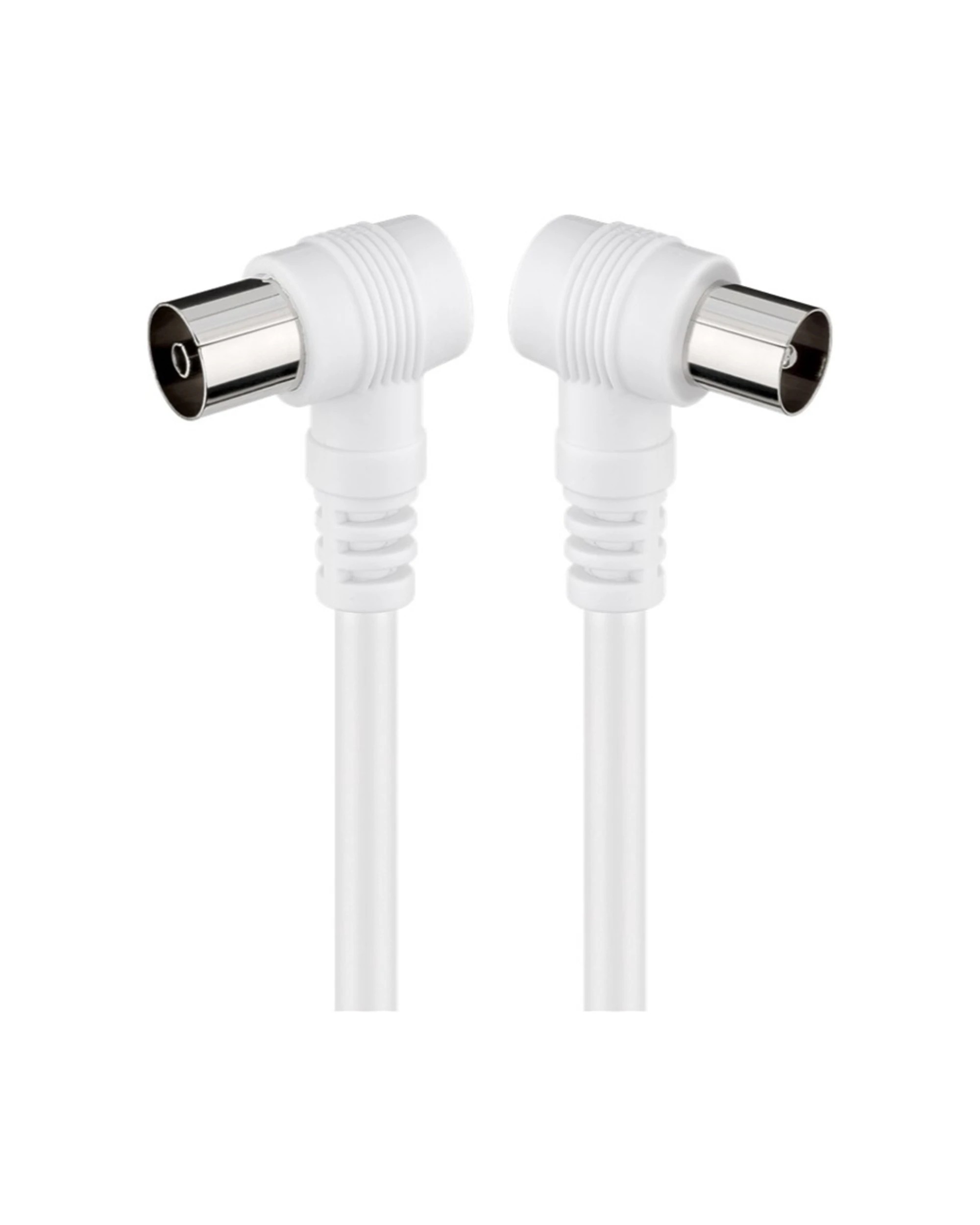 1 Goobay Angled Antenna Cable Double Shielded Coax 10m - White, 1 of 1