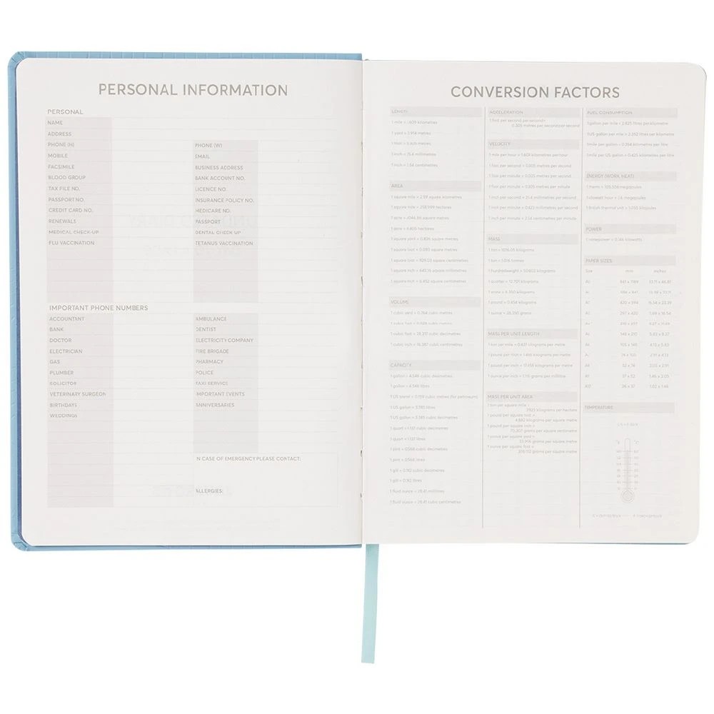 3 J.Burrows A5 Day to Page Undated Embossed Diary Blue, 3 of 8