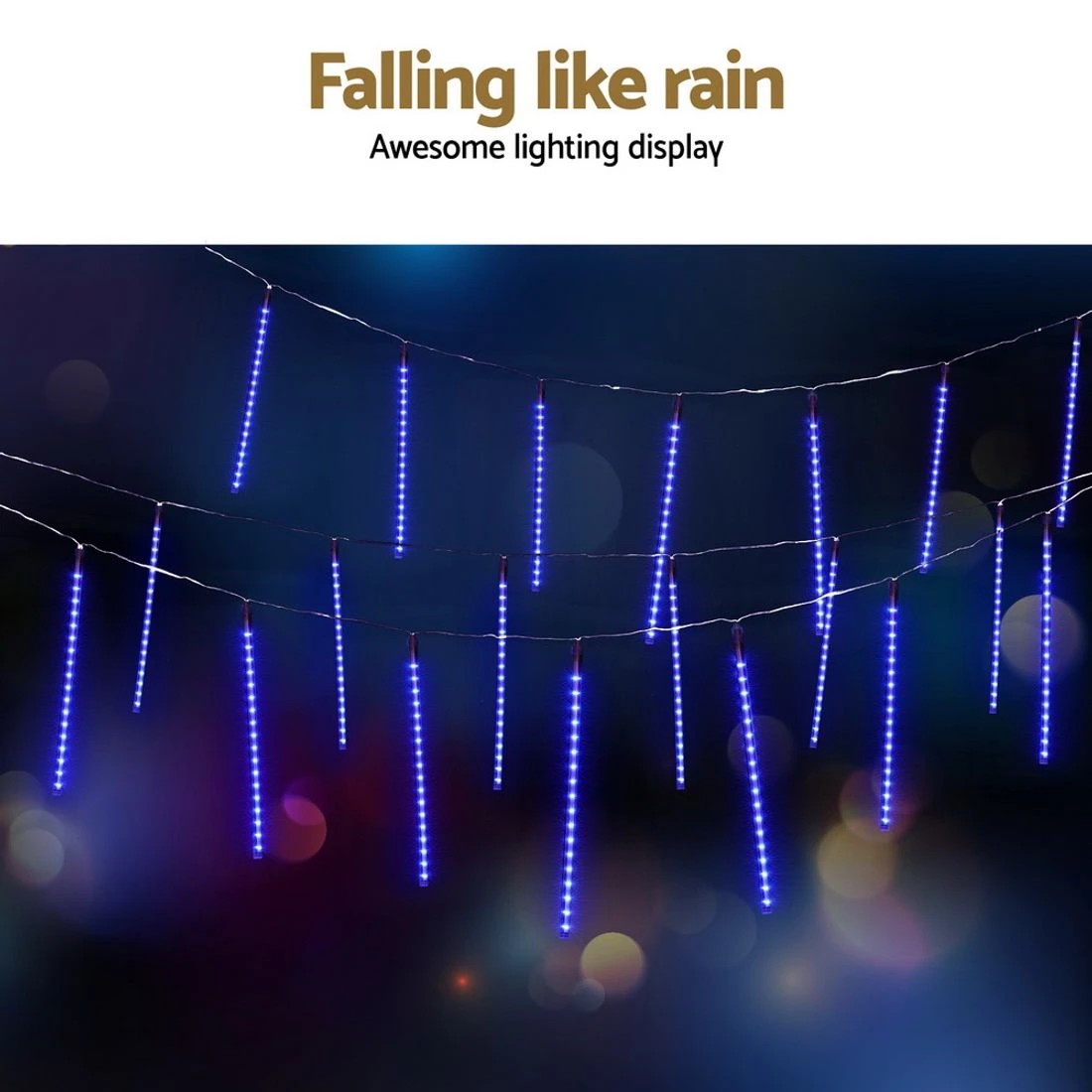 7 Jingle Jollys 7M Christmas Lights Shower Light 288 LED Icicle Falling Metor - Blue, 7 of 7