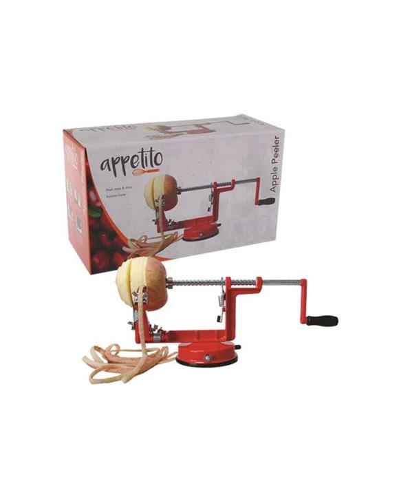 Appetito Apple Peeler And Corer Stainless Steel Blade Suction Base Tool - Red