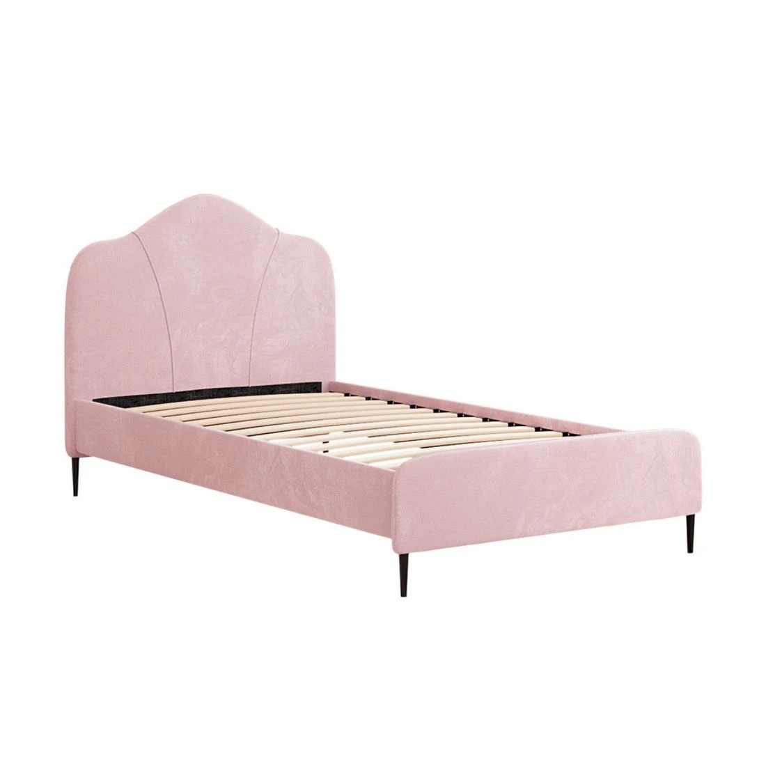 2 Artiss Bed Frame King Single Size Velvet  OLAN - Pink, 2 of 6
