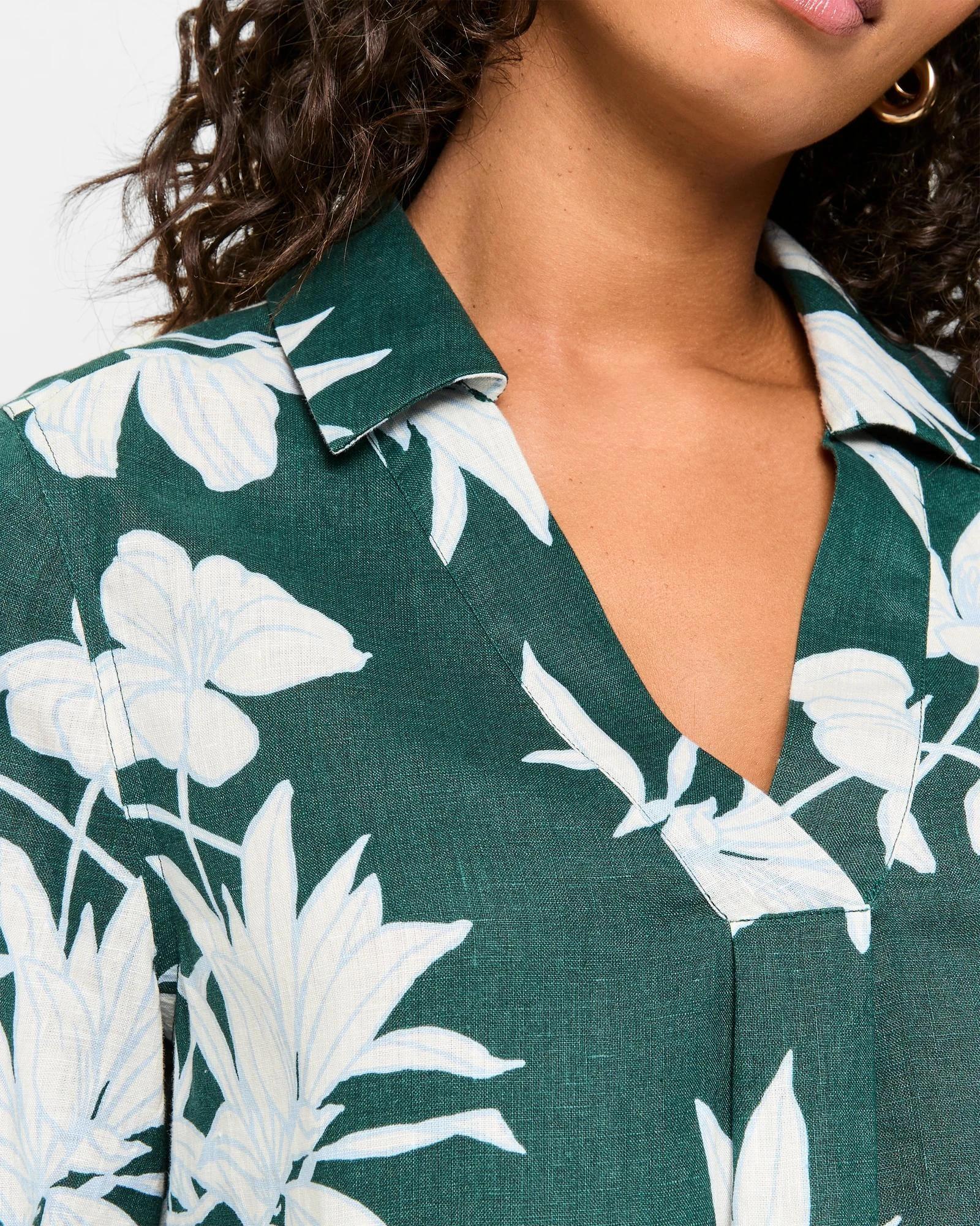 5 Target Woman European Linen 3/4 Sleeve Popover Shirt STENCIL FLORAL, 5 of 5