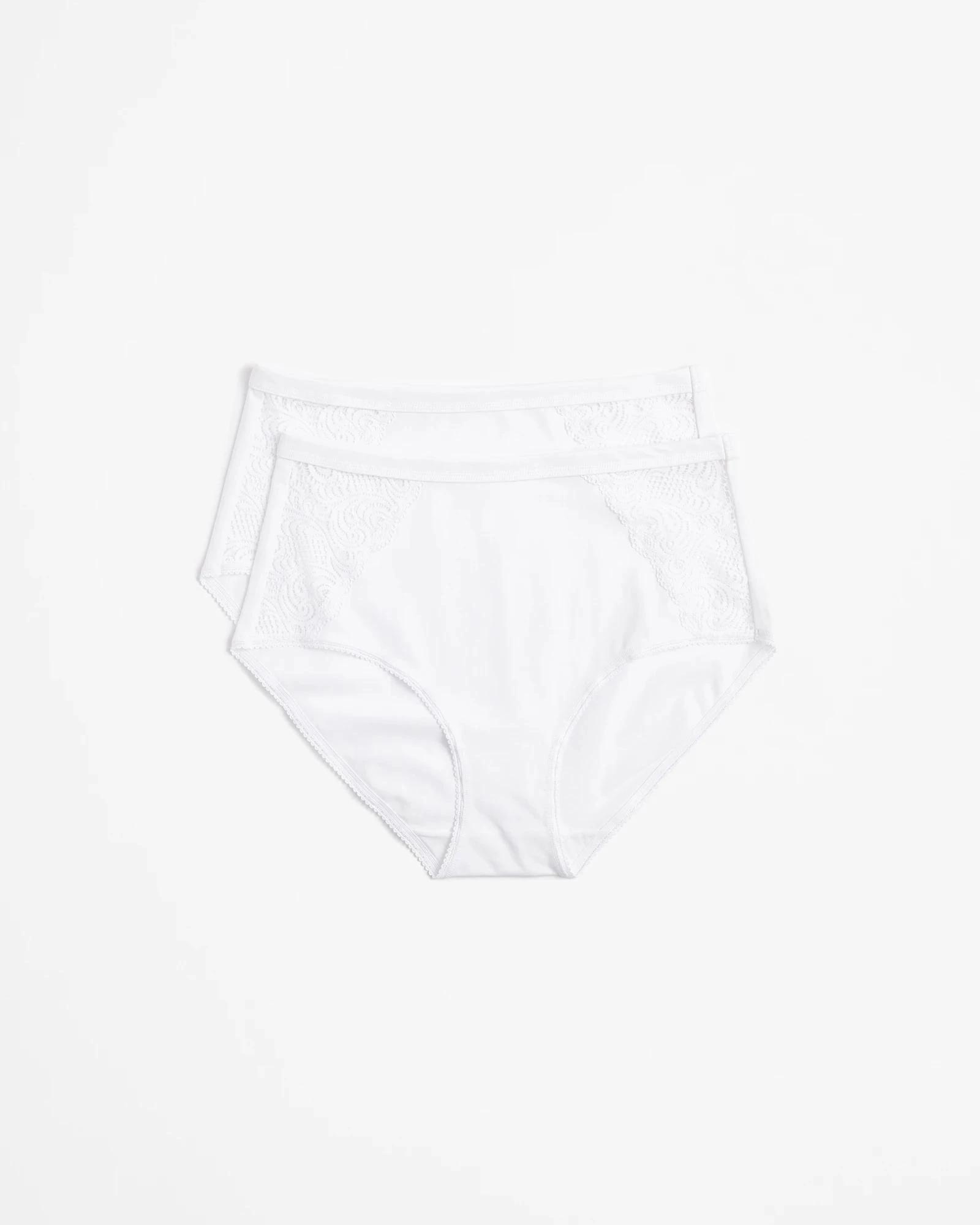 1 Target Woman Australian Cotton and Lace 2 Pack Full Briefs WHITE, 1 of 4