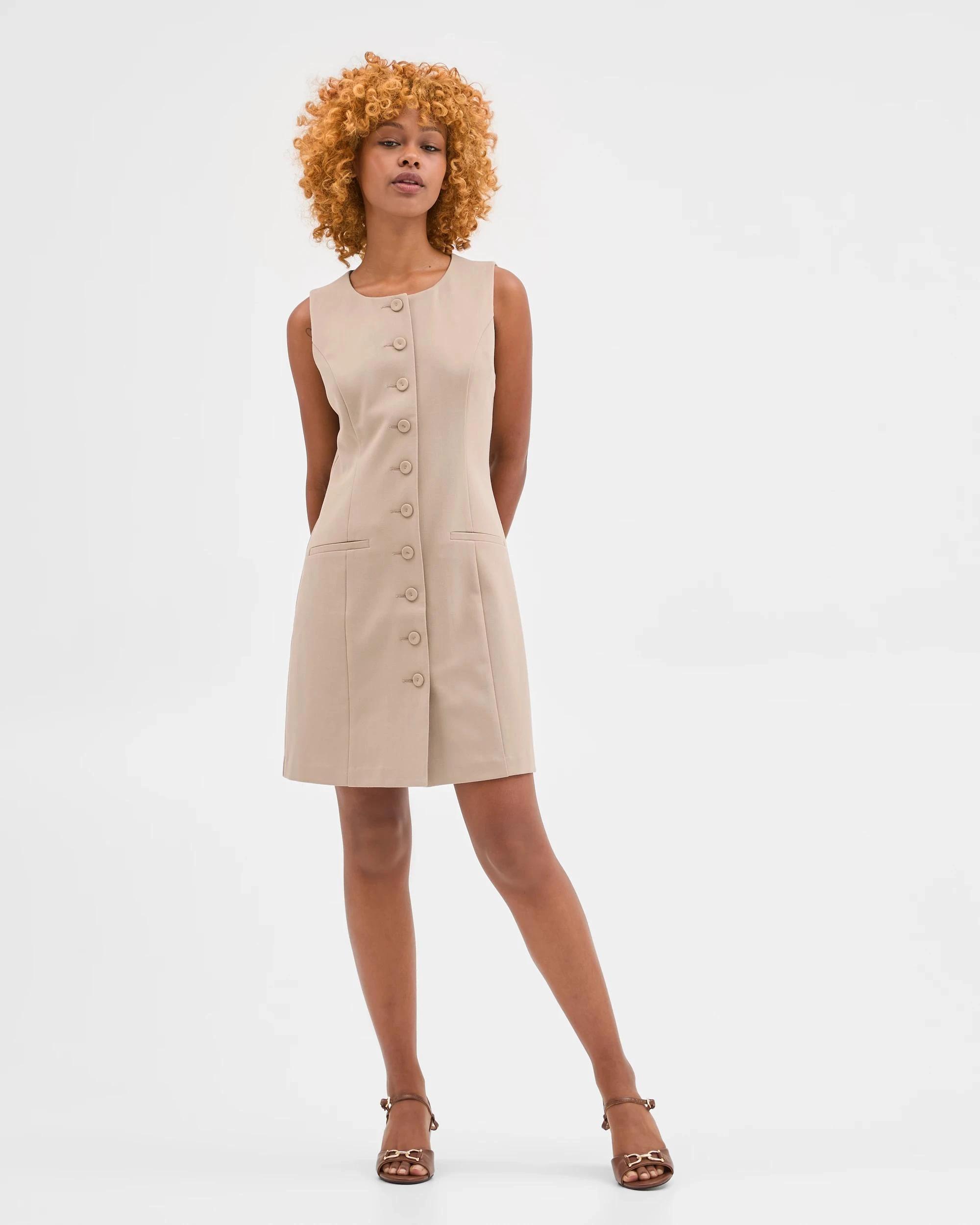 1 Target Petites Petites Mini Suiting Dress WEATHERED TEAK, 1 of 5