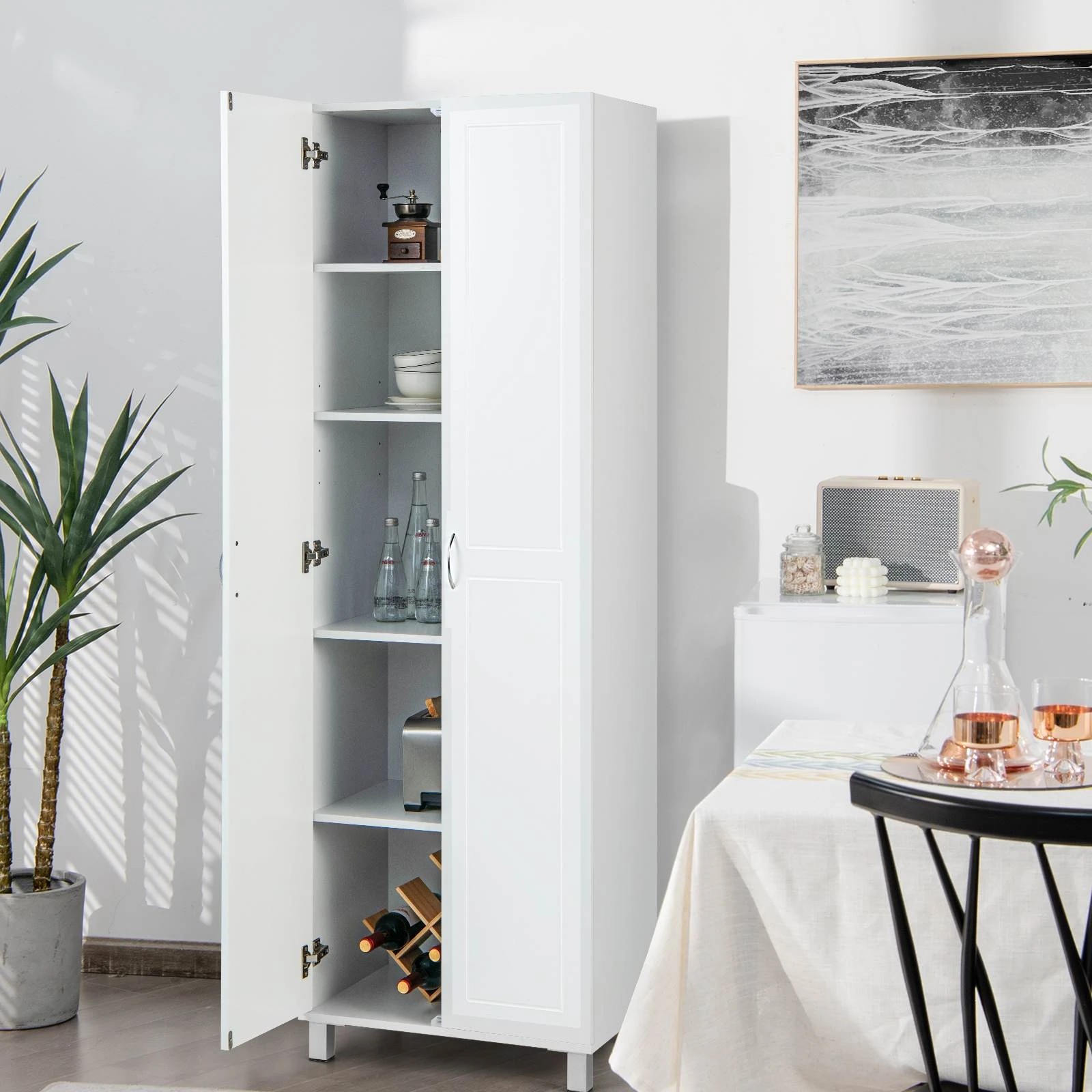 4 Costway 187cm Tall Storage Cabinet 5-Tier Kitchen Pantry Cabinet, 4 of 5