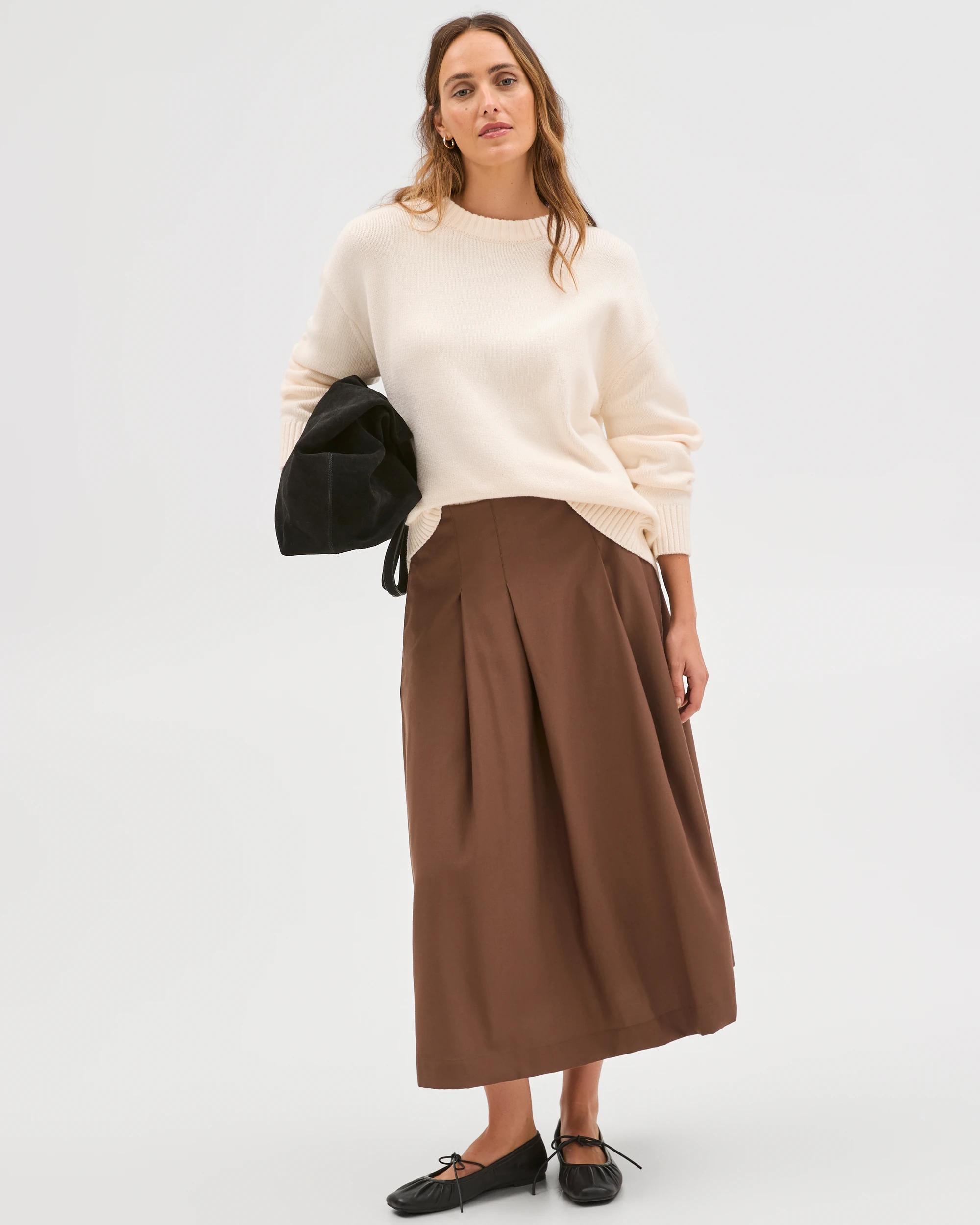 1 Target Woman Box Pleat Midi Skirt FALL LEAF, 1 of 8