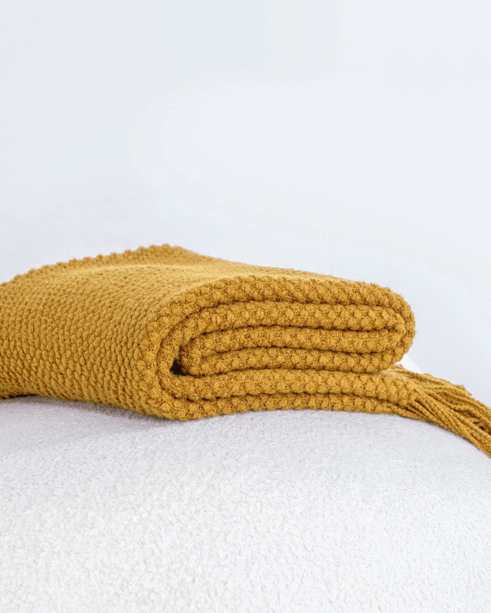 6 Gioia Casa Micro Plush Knitted Throw Blanket Soft Warm Lightweight - Mustard, 6 of 7