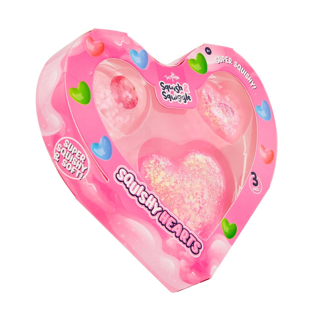 4 3 Pack ToyMania Squish and Squiggle Squishy Hearts - Assorted, 4 of 7