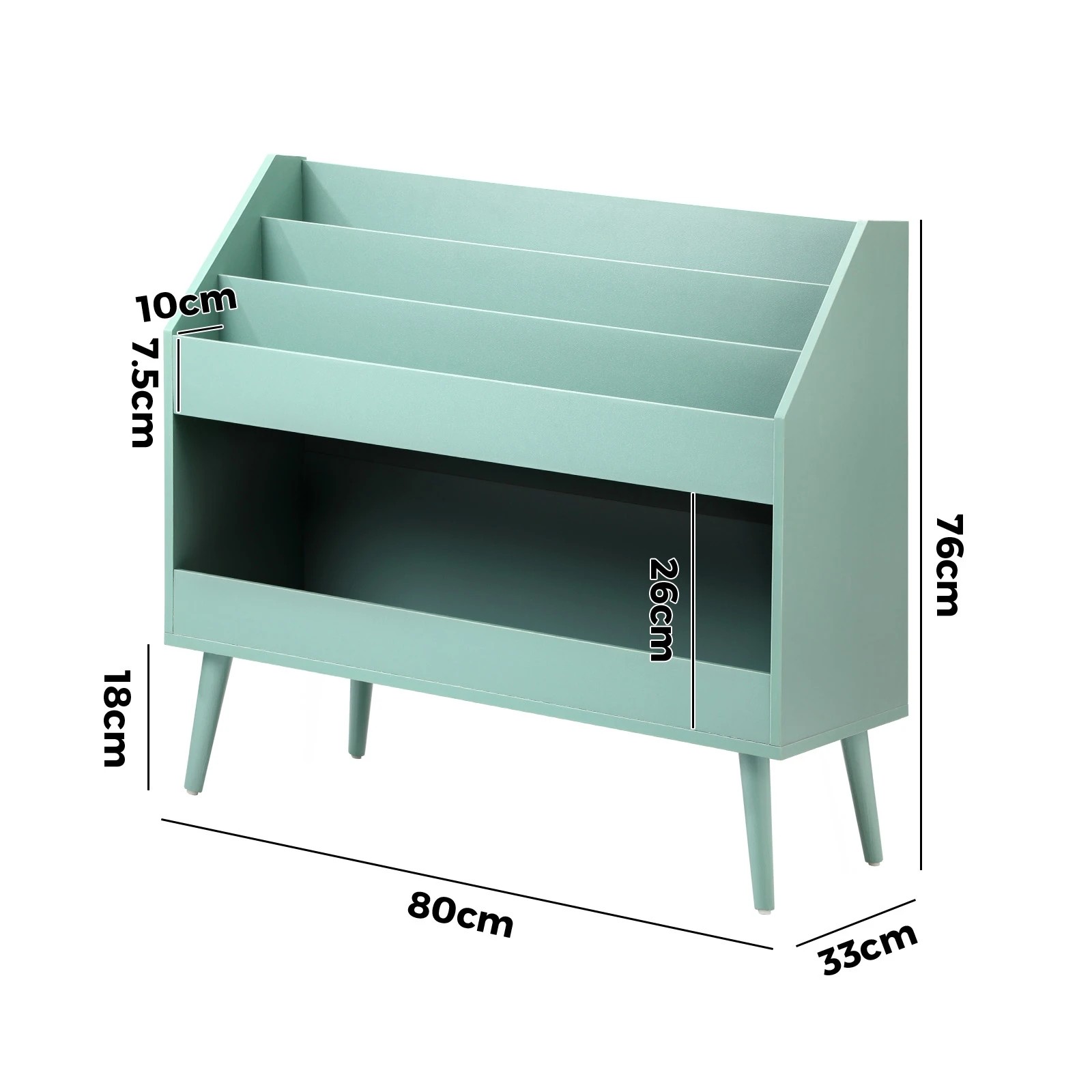 2 Oikiture Kids Bookshelf Children Bookcase Organiser Toy Storage Shelf - Green, 2 of 8