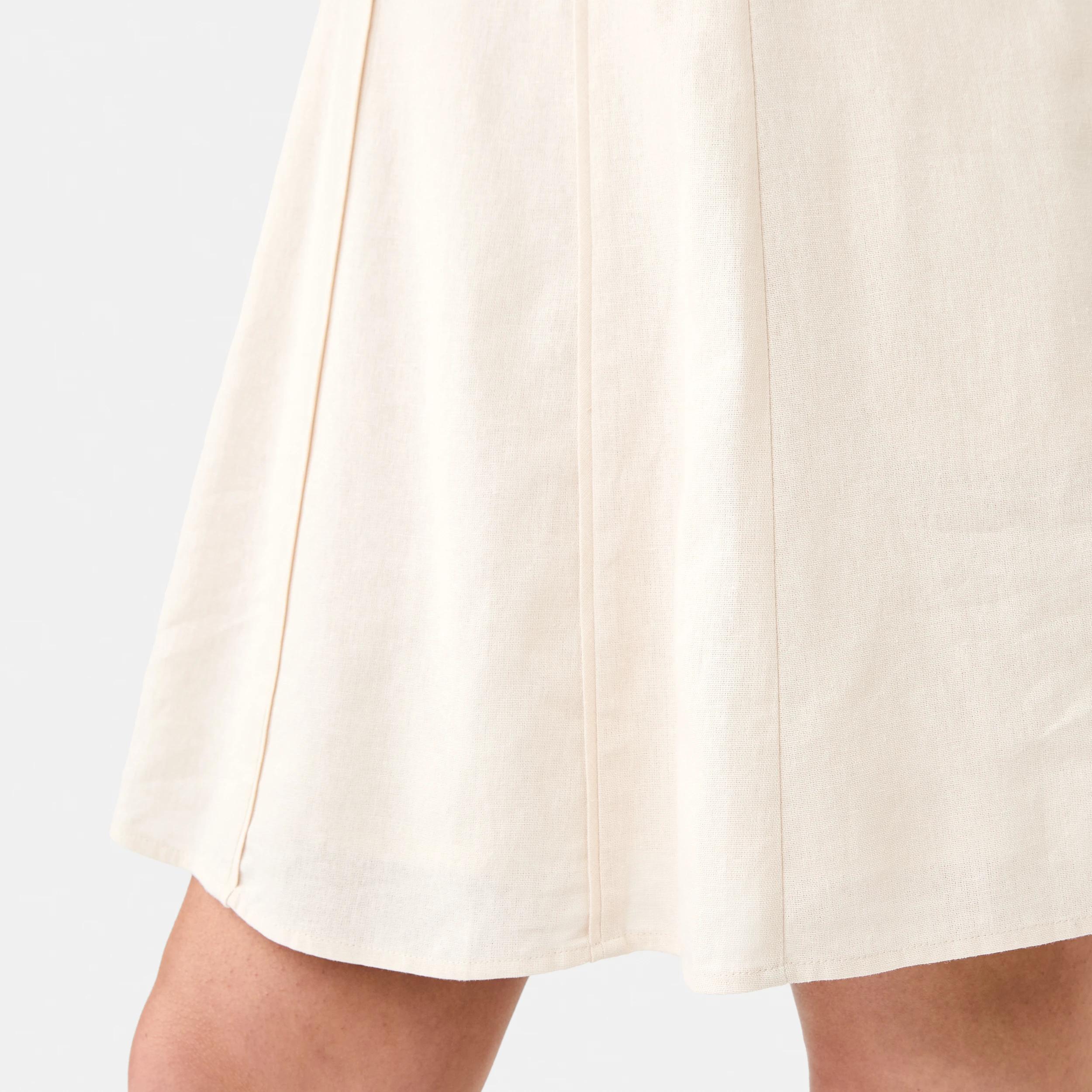 8 Sleeveless Pintuck Linen Blend Mini Dress Nat Beige, 8 of 9