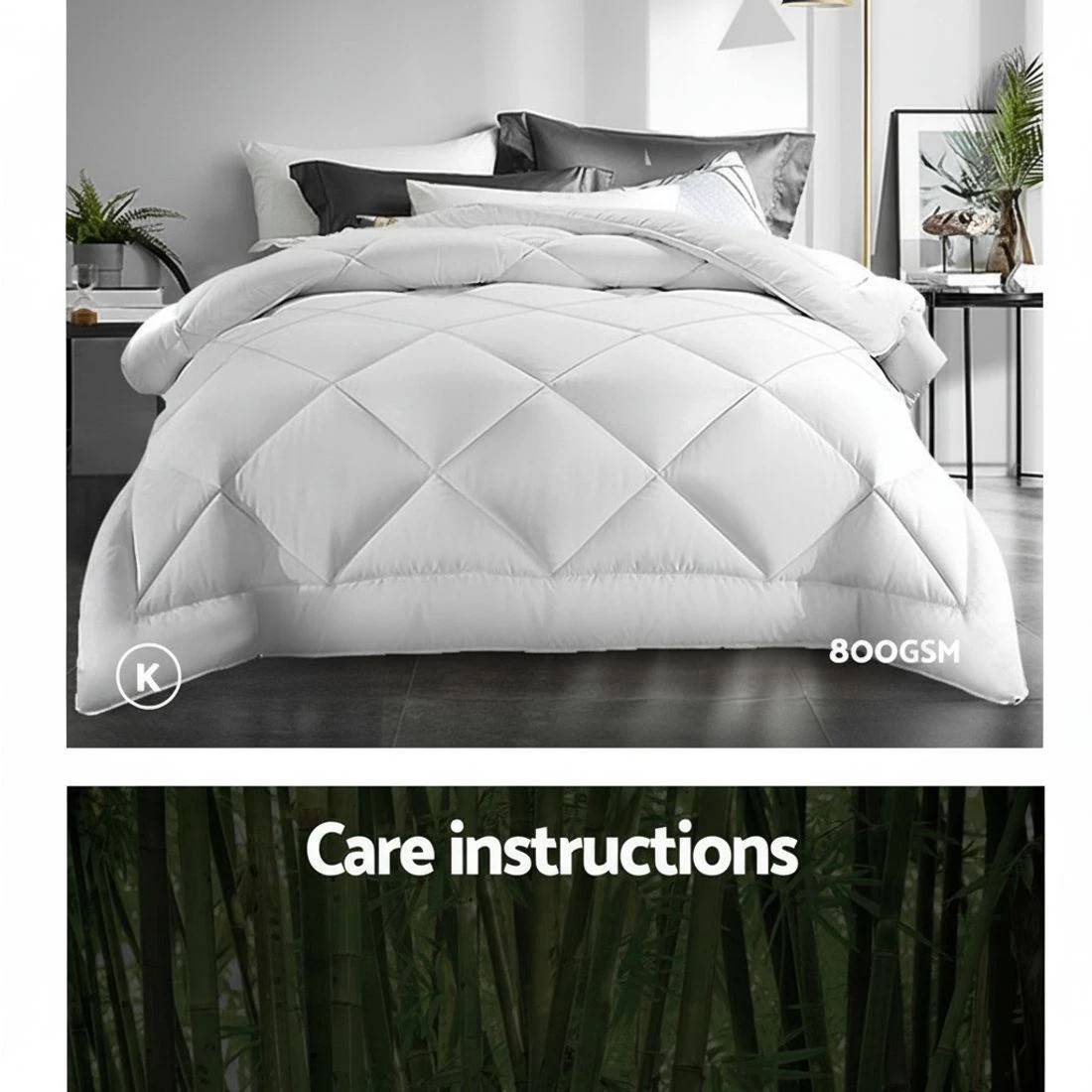 7 Giselle Bedding 800GSM Microfibre Bamboo Quilt King - King Bed - White, 7 of 8