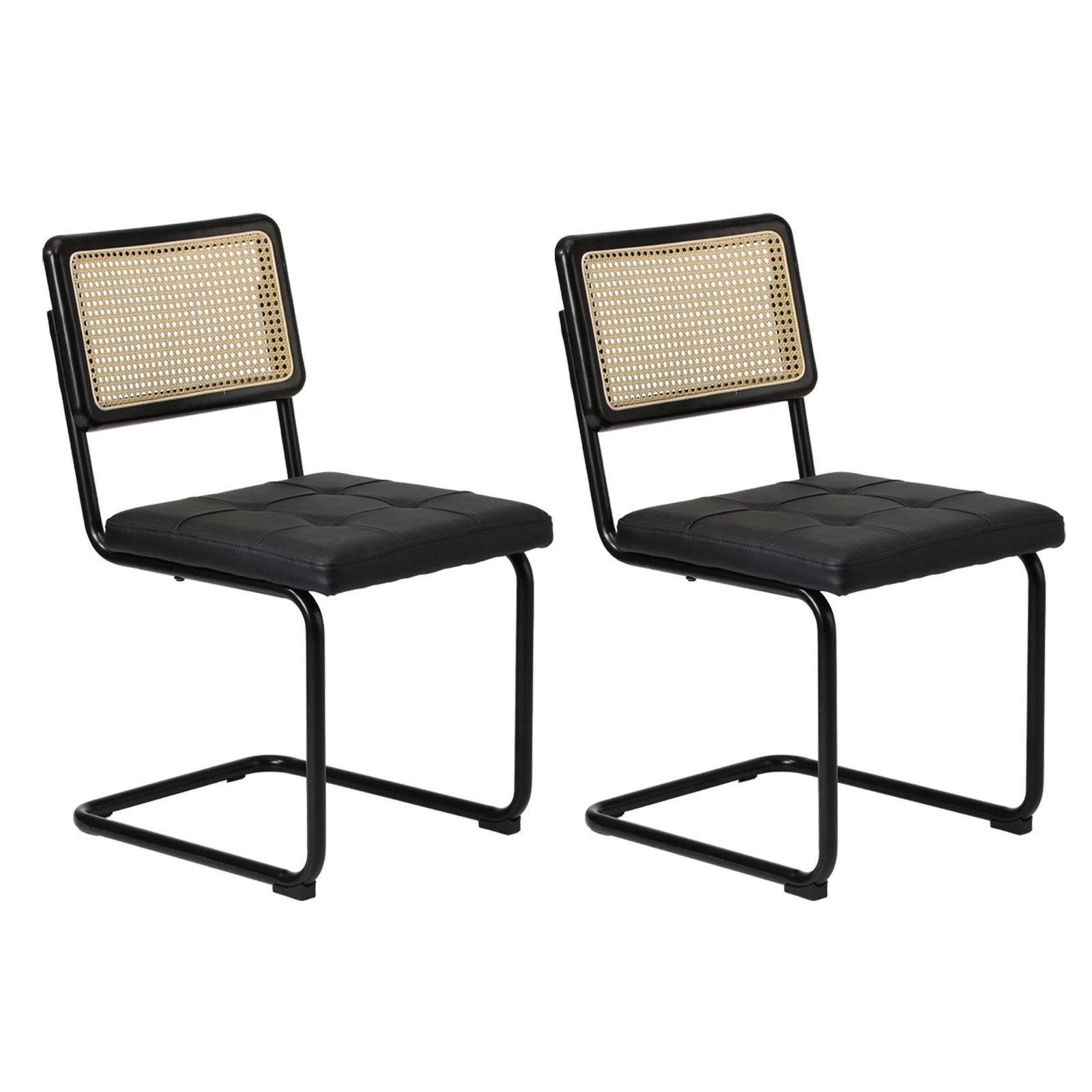 9 Oikiture 60cm Round Dining Table with 2PCS Dining Chairs PU Leather - Black, 9 of 9