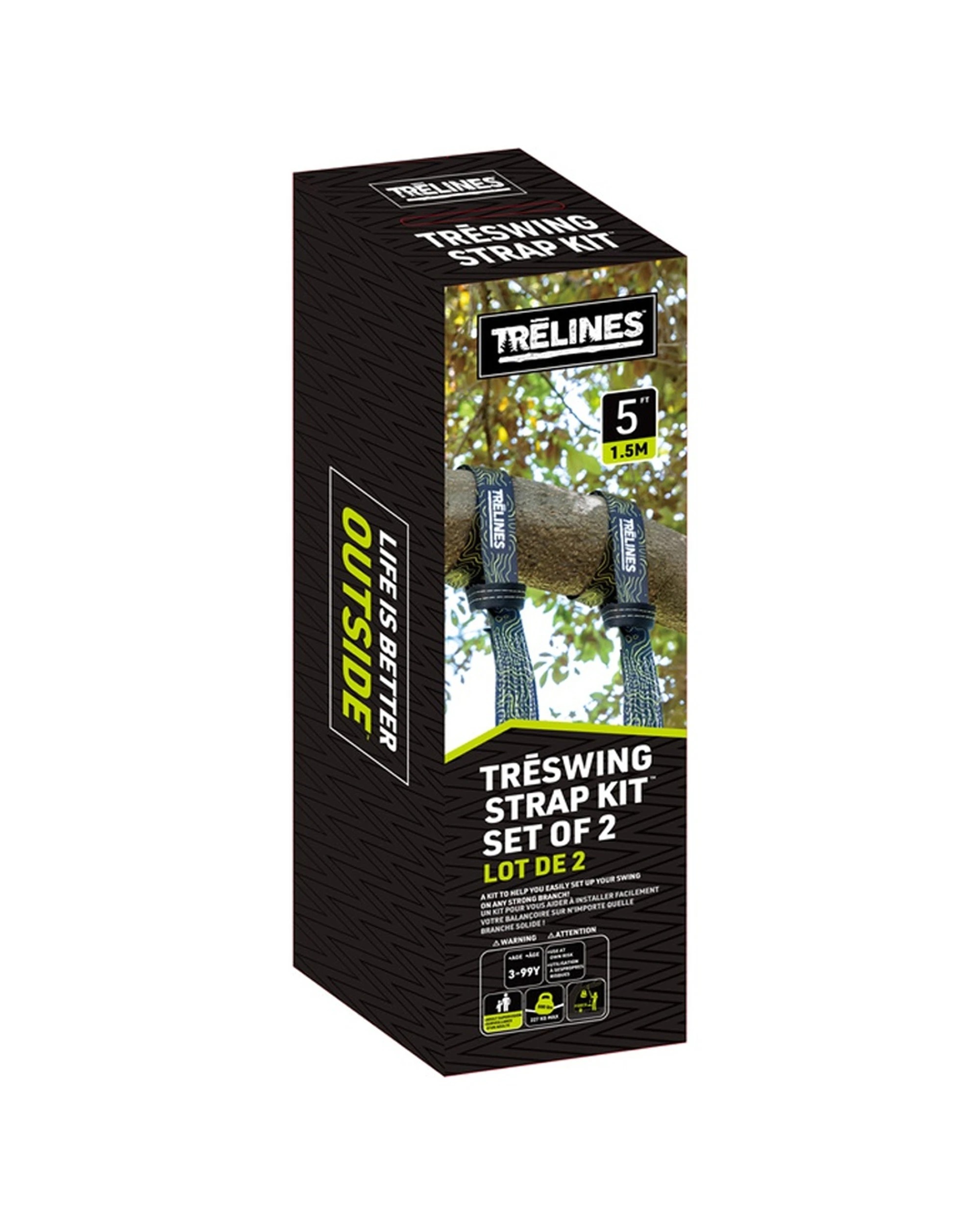 1 Trelines 2pc TreSwing Strap Kit Easy Swing Setup Set 150cm - Black, 1 of 6