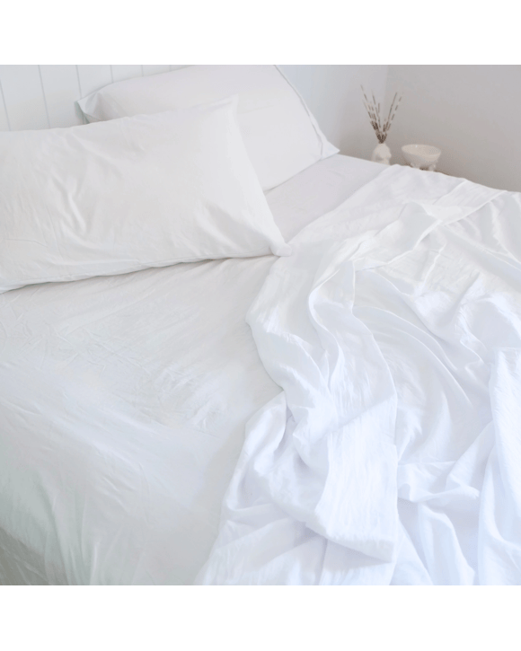 Royal Comfort Opulence Washed Microfibre Sheet Set Ultra Soft Bedding - King Single Bed - White