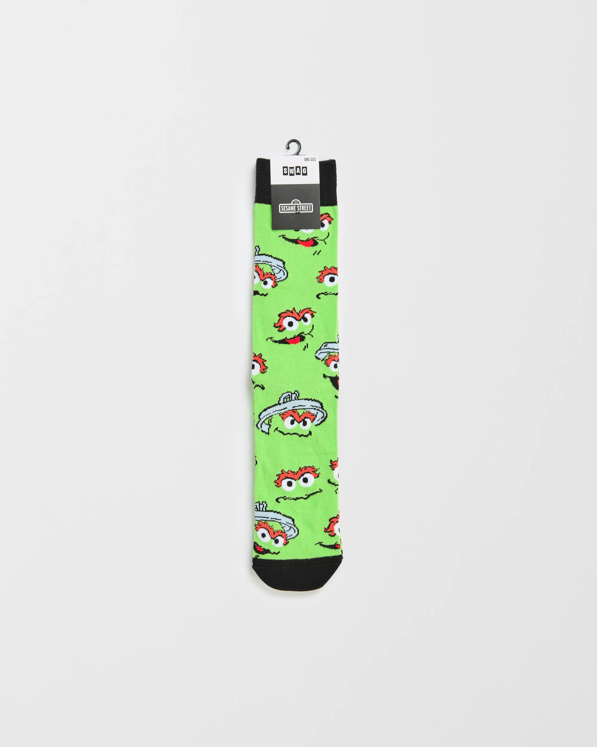 3 Oscar The Grouch Licensed Crew Socks - Swag OSCAR THE GROUCH, 3 of 3