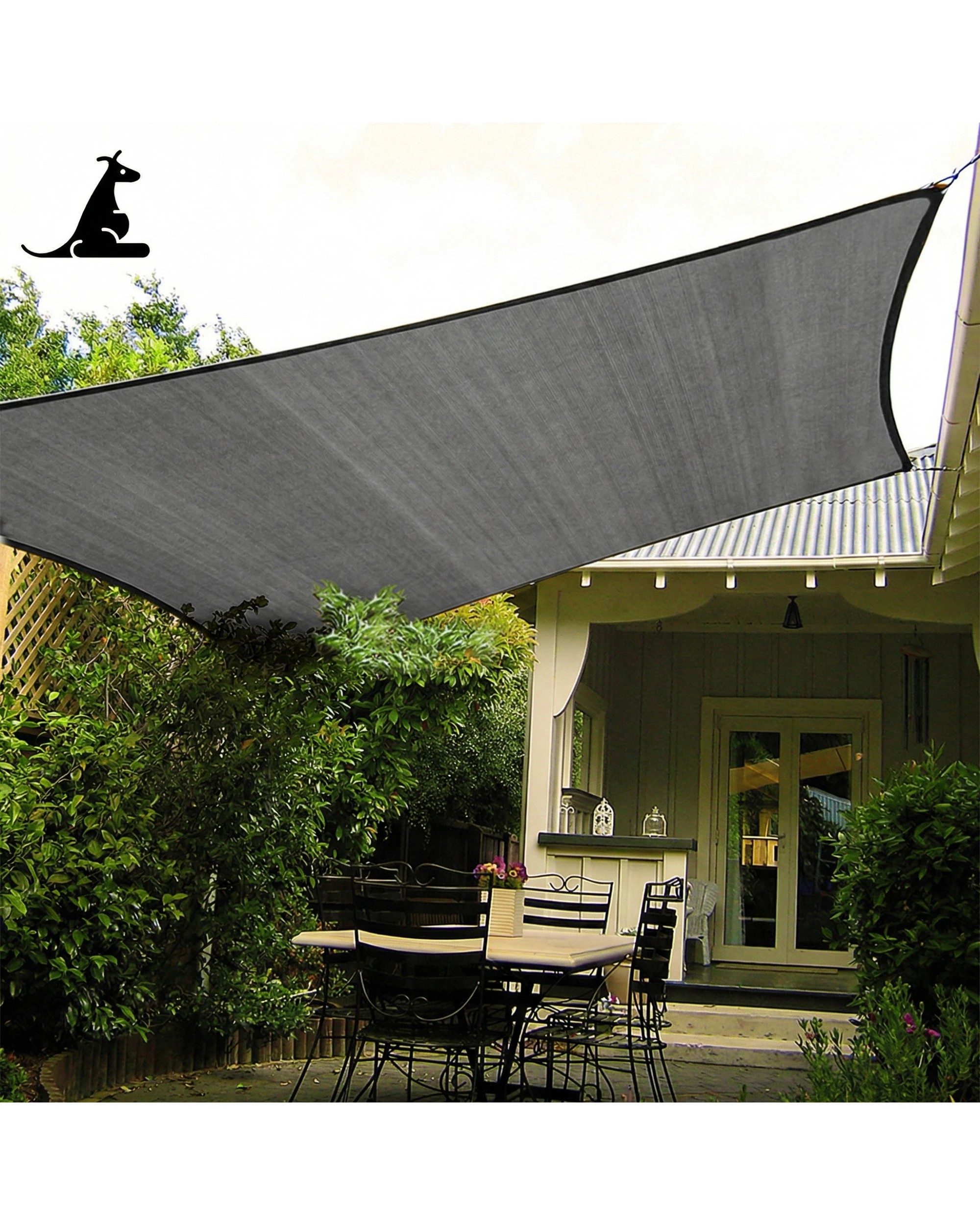 2 Wallaroo 2 x 2.5M Outdoor Sun Shade Sail Canopy Rectangle - Grey, 2 of 6