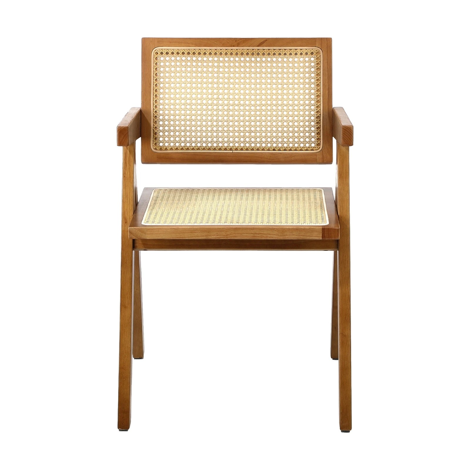 6 Oikiture 2x Dining Chairs Rattan Chair Wooden Accent Chair Walnut
 - Brown, 6 of 10