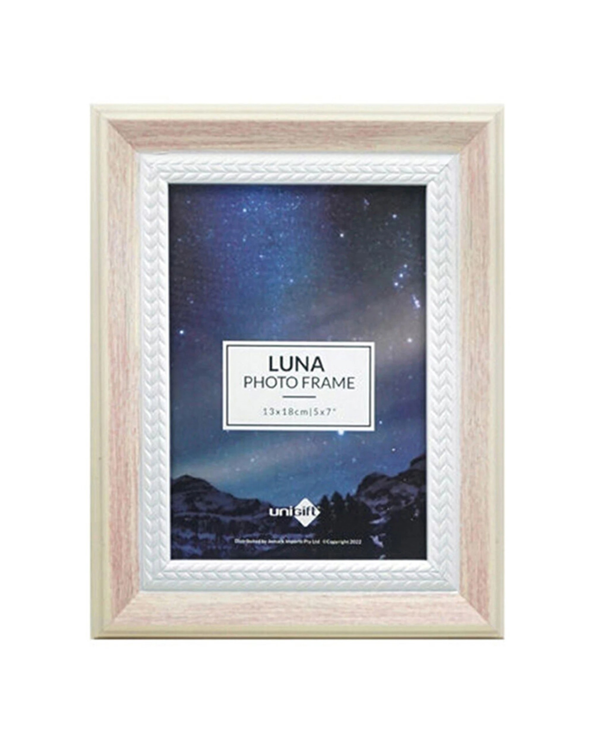 1 Unigift Luna Cream Trim Border Glass Picture Photo Frame 13x18cm - Pink, 1 of 1