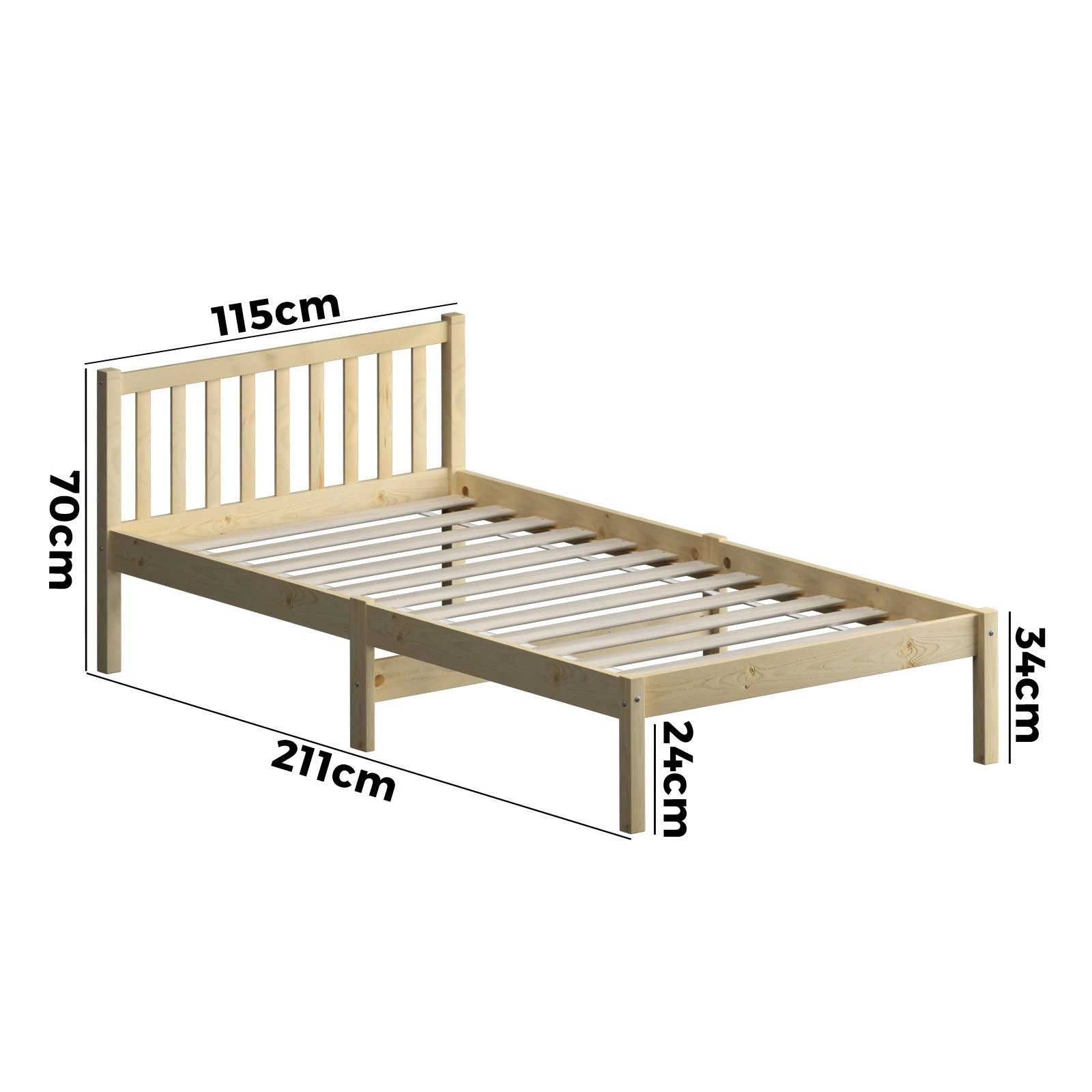 10 Oikiture Bed Frame King Single Size Wood Timber Base Platform Headboard
 - Natural, 10 of 10