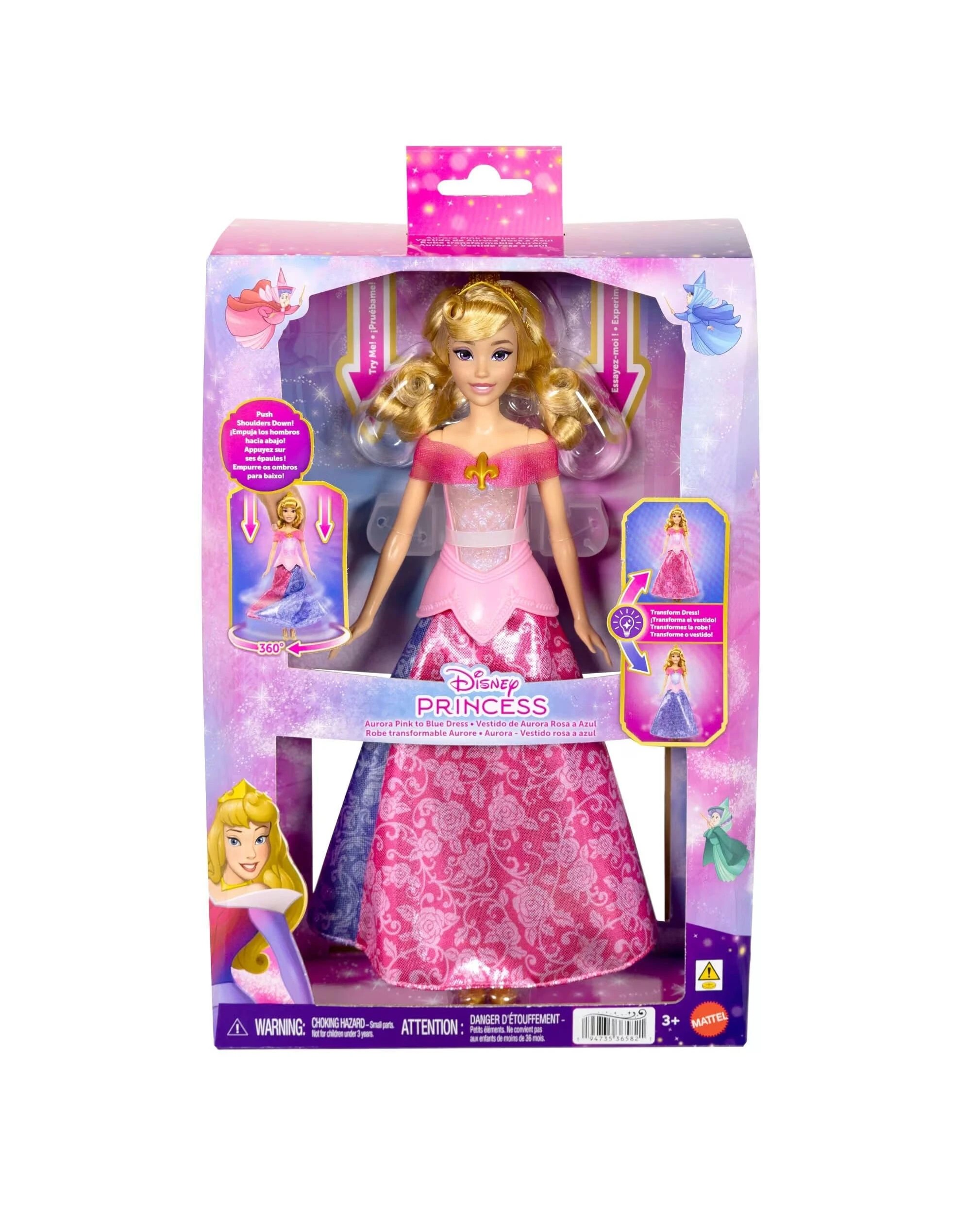 1 Disney Princess Aurora Pink to Blue Dress Doll, 1 of 6