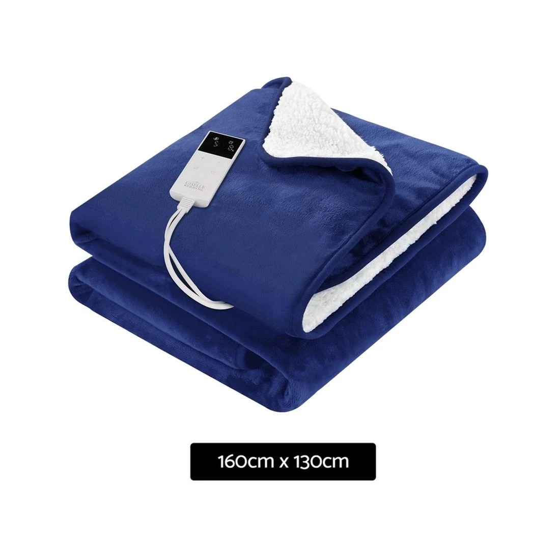 1 Giselle Electric Throw Rug Heated Blanket Double Sided - Blue, 1 of 8