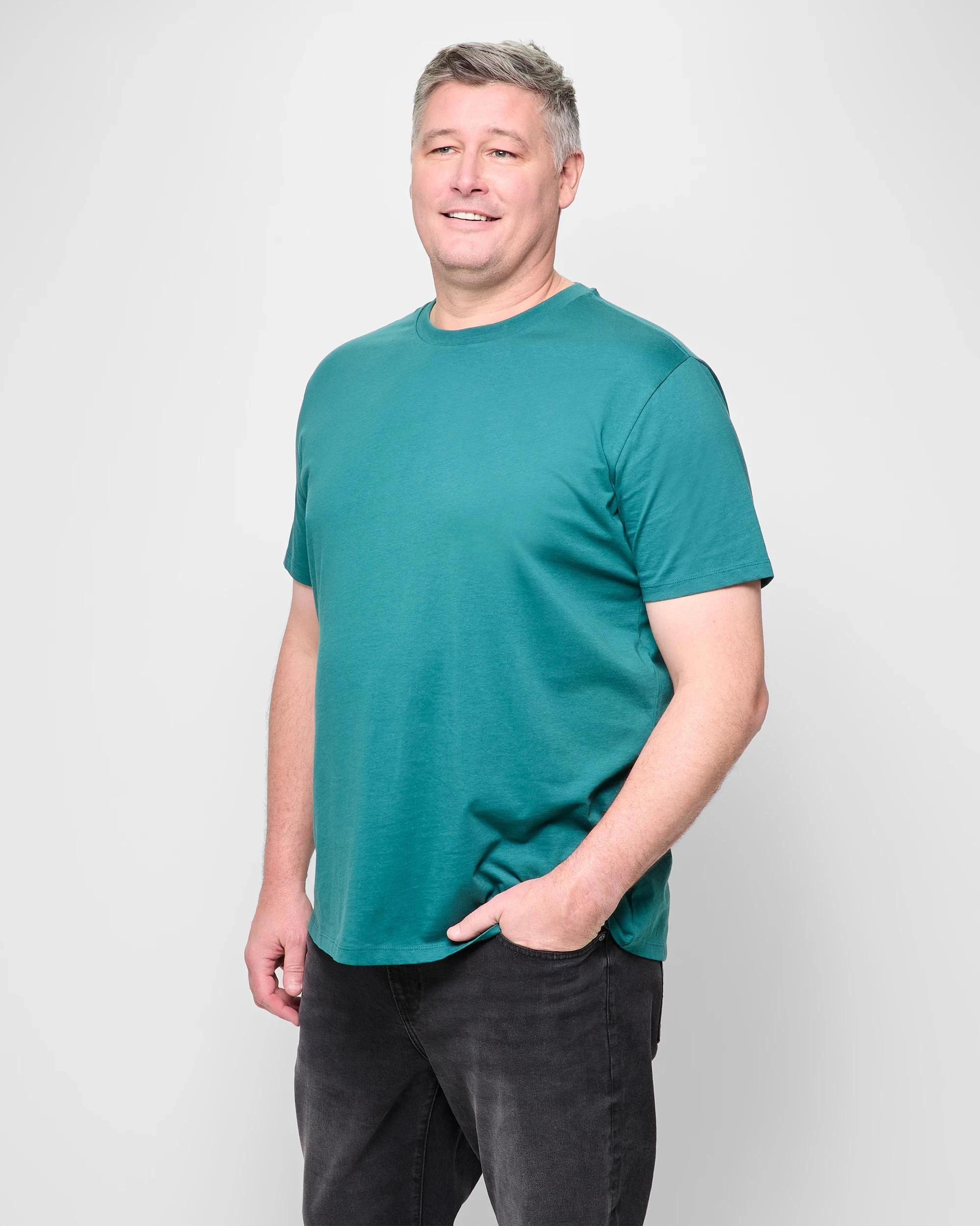 3 Target Man Plus Plus Size Australian Cotton Crew T-Shirt TEAL, 3 of 5