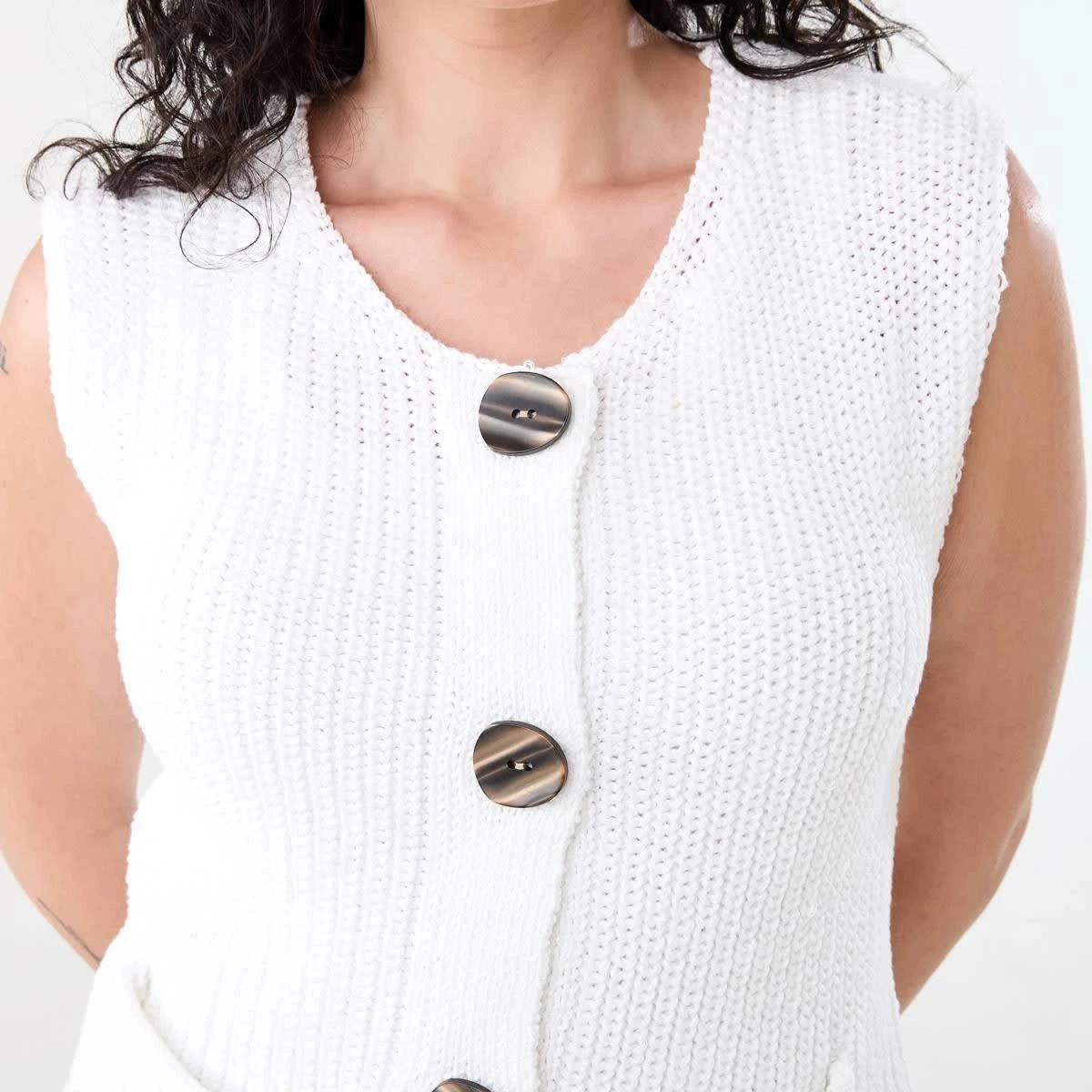 5 Fisherman Rib Vest WHITE, 5 of 6