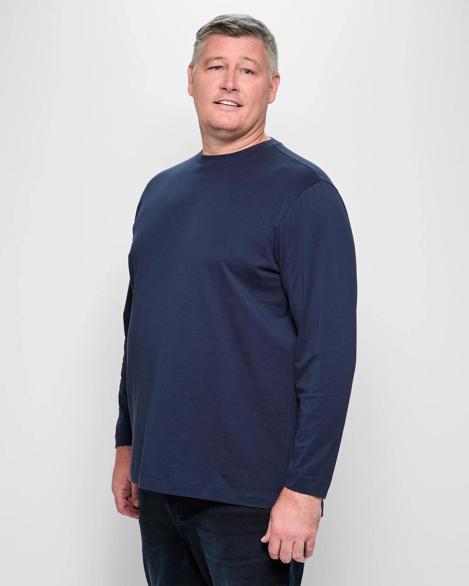 4 Target Man Plus Plus Size Australian Cotton Long Sleeve T-Shirt NAVY BLUE, 4 of 5