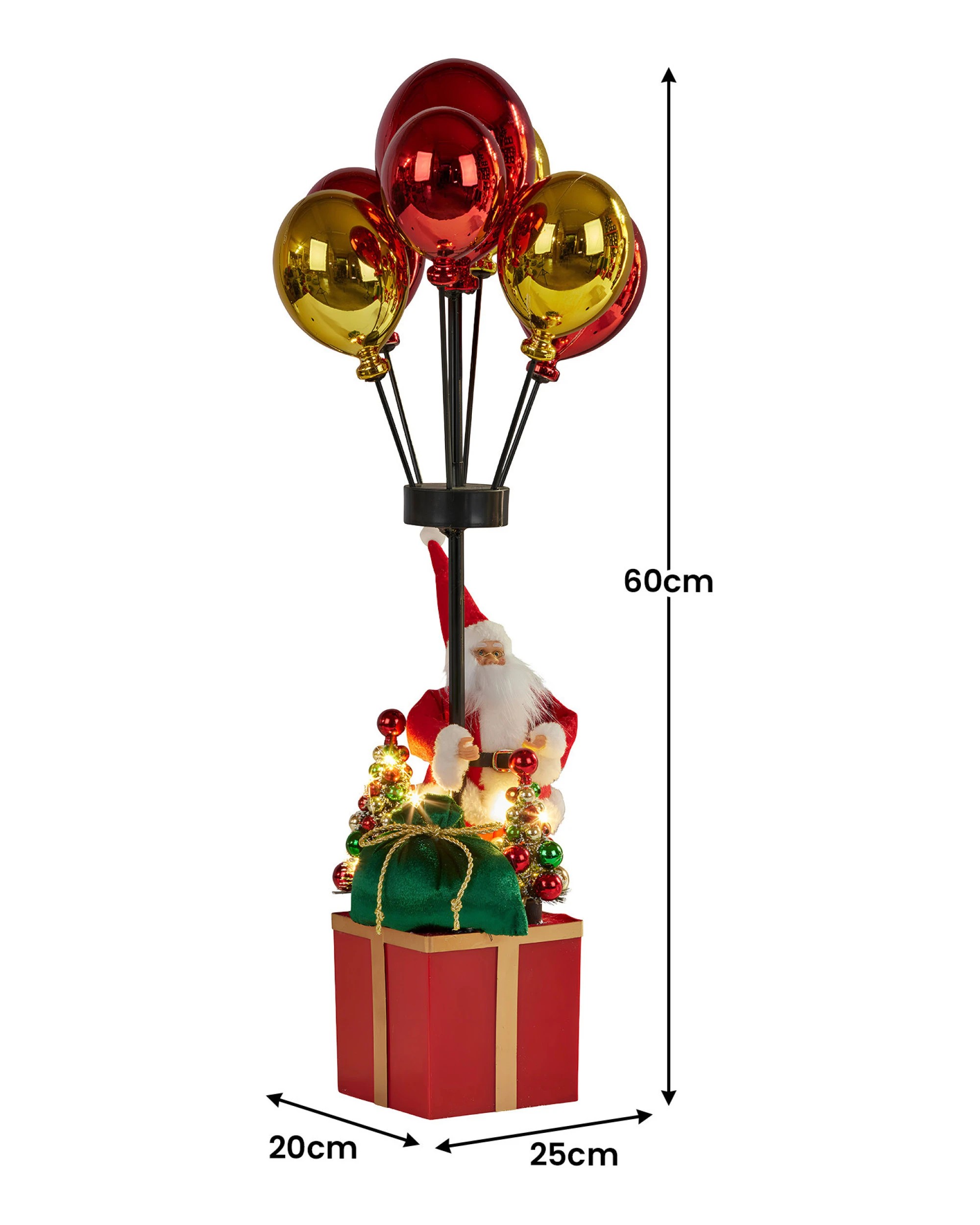 2 Christabelle 60cm Led Christmas Santa Claus With Balloons And Lights Ornament Decoration, 2 of 5