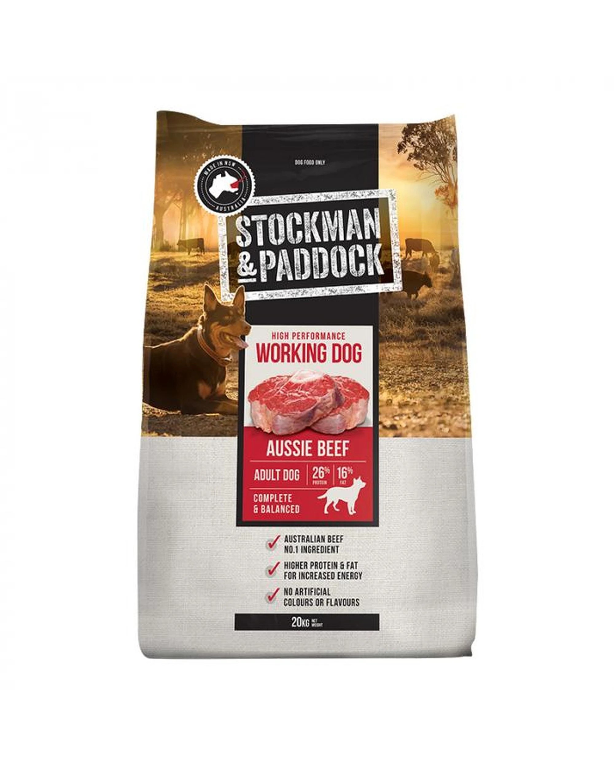 1 Stockman & Paddock Working Dog Food Aussie Beef 20kg, 1 of 1