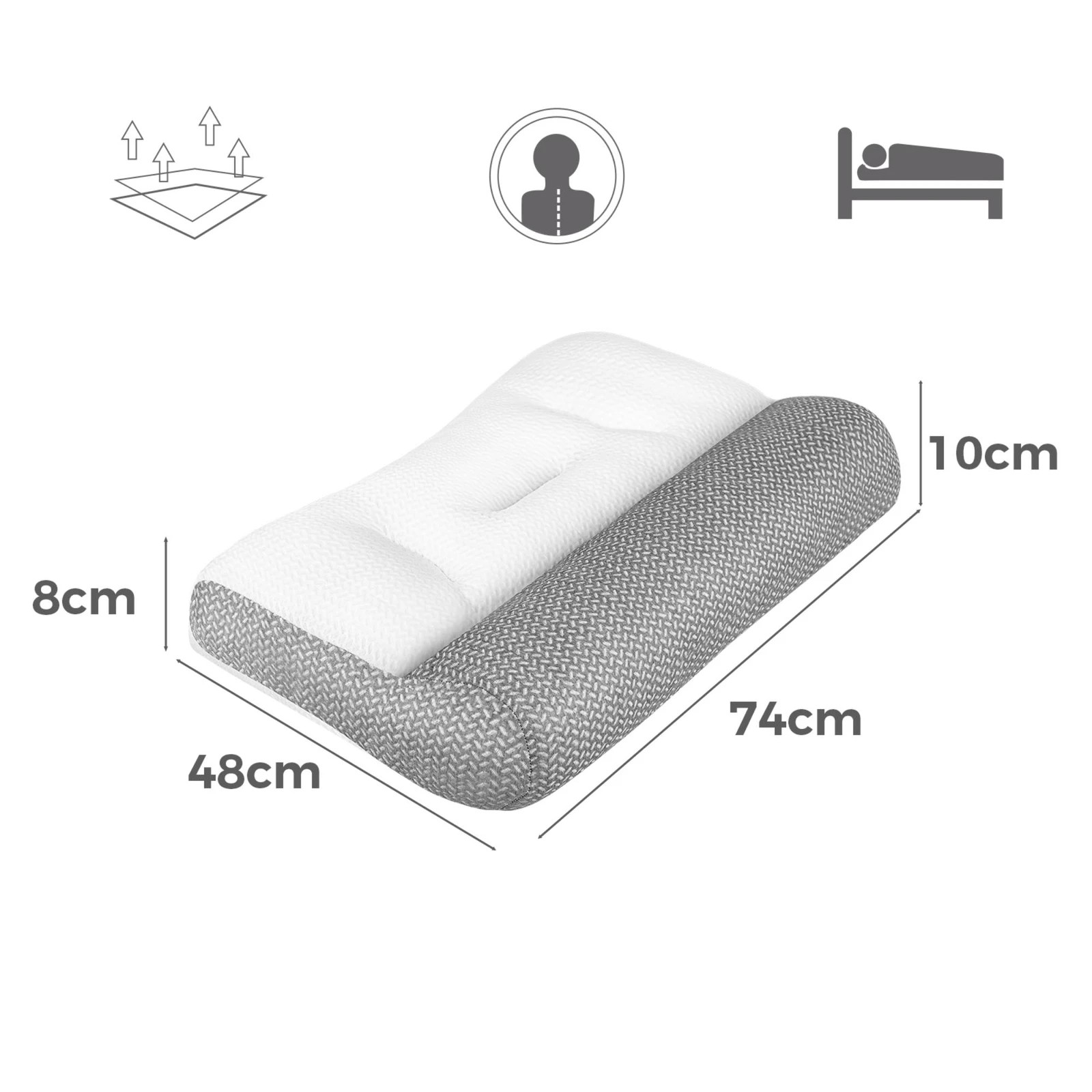 2 Starry Eucalypt Cervical Ergonomic Pillow Contour Neck - White, 2 of 3