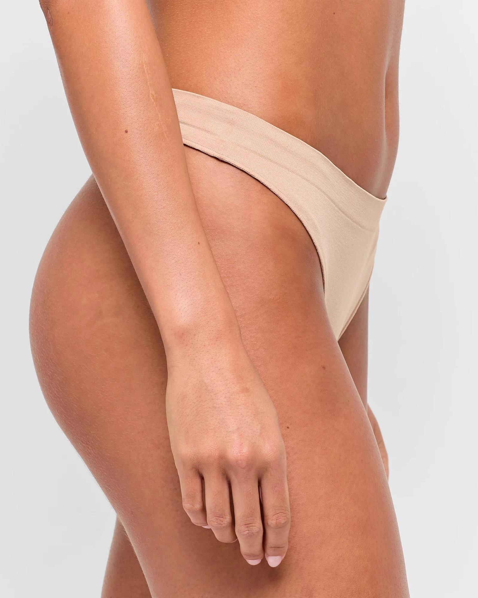 3 2 Pack Seamfree Embossed G-string Briefs - Lily Loves LATTE/WHITE, 3 of 3