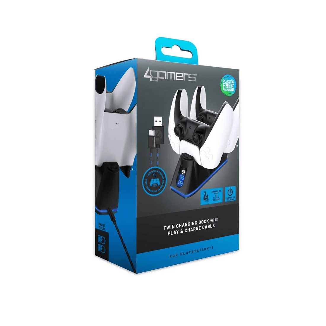 2 4Gamers PS5 Twin DualSense Wireless Controller Charging Dock - Black, 2 of 5