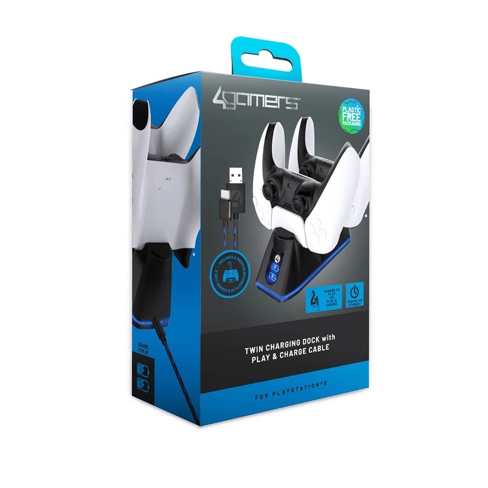 2 4Gamers PS5 Twin DualSense Wireless Controller Charging Dock - Black, 2 of 5