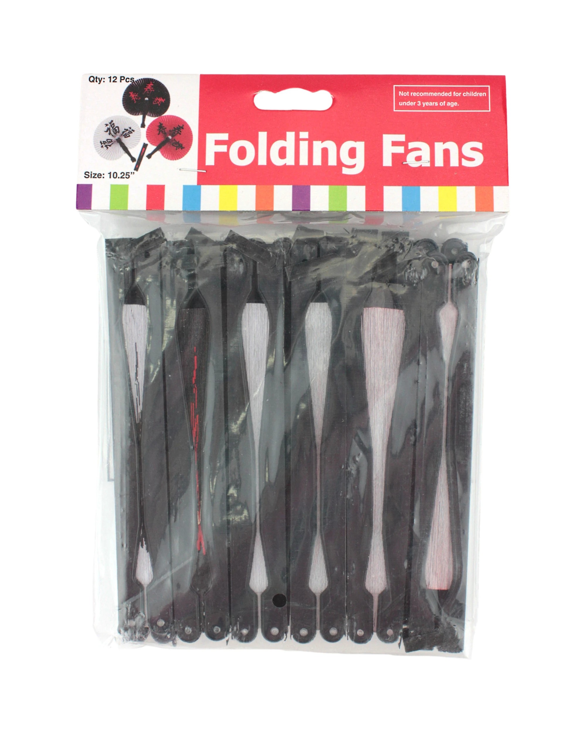 2 Partyrama Chinese Print Hand Held Paper Fans Pack of 12, 2 of 2