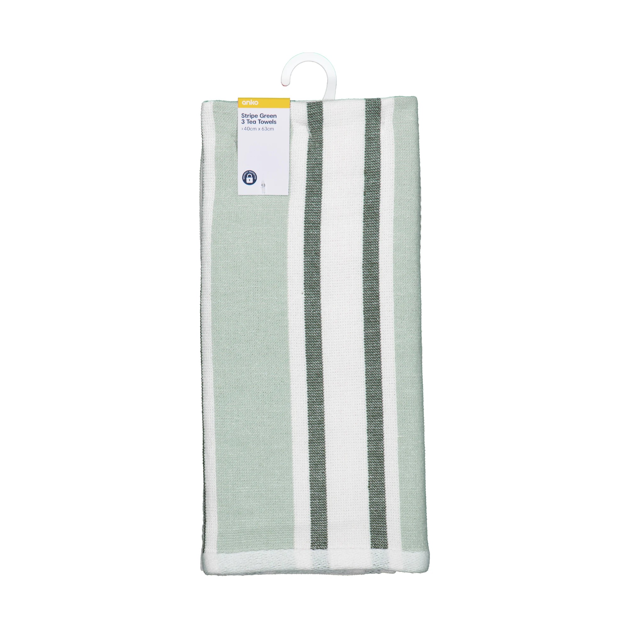 6 3 Pack Green Stripe Tea Towels, 6 of 6